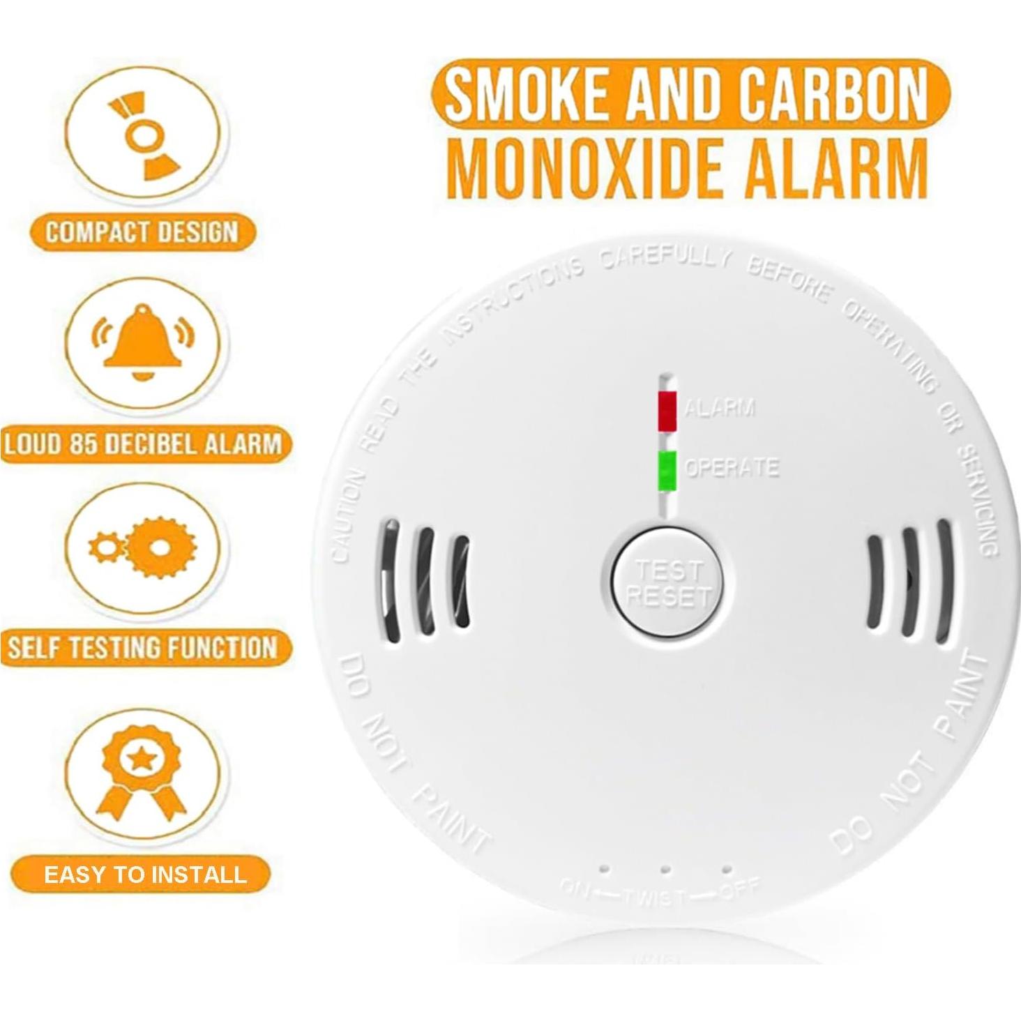 Detector de Humo y CO GLBSUNION GS886 Batería 2 en 1