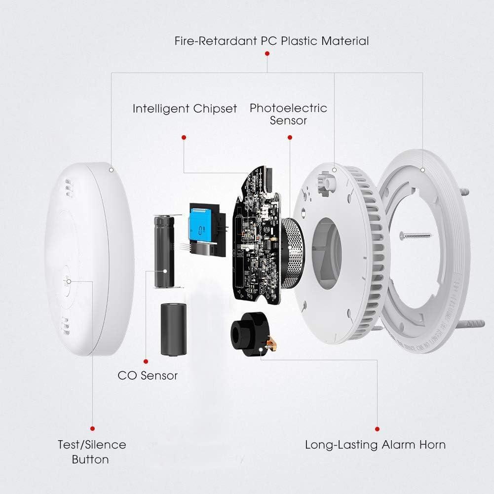 Detector de Humo y CO GLBSUNION GS886 Batería 2 en 1