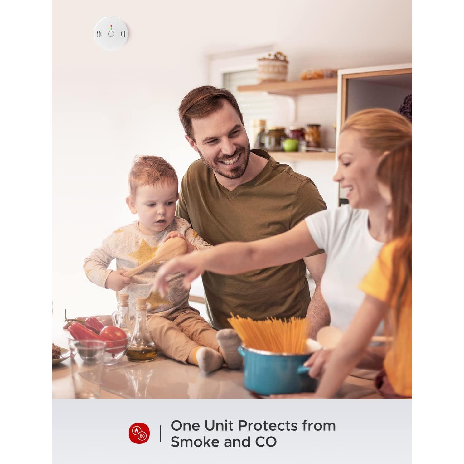 Detector de Humo y CO GLBSUNION GS886 Batería 2 en 1