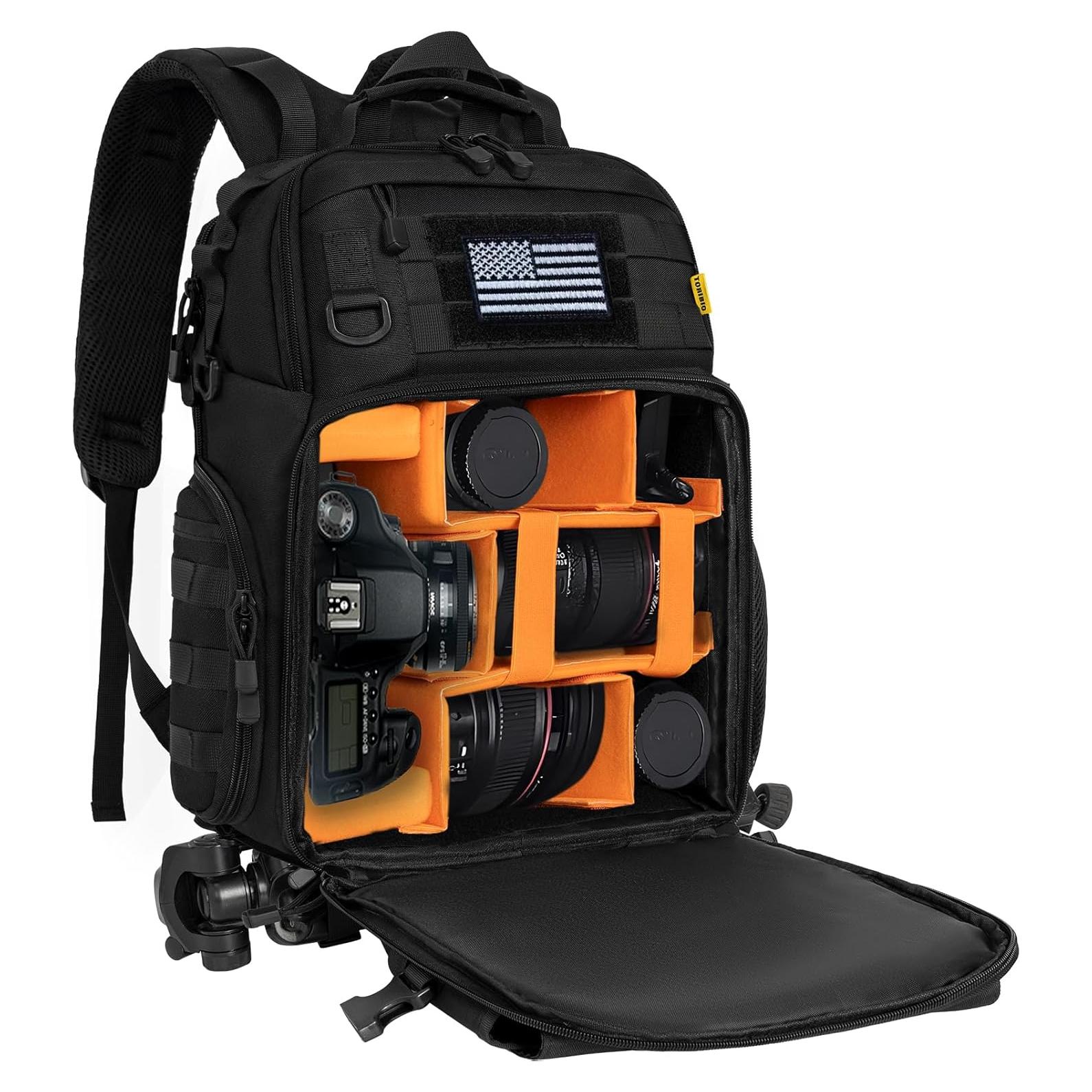 Mochila para cámara TORIBIO resistente al agua con compartimento para laptop 15.6"