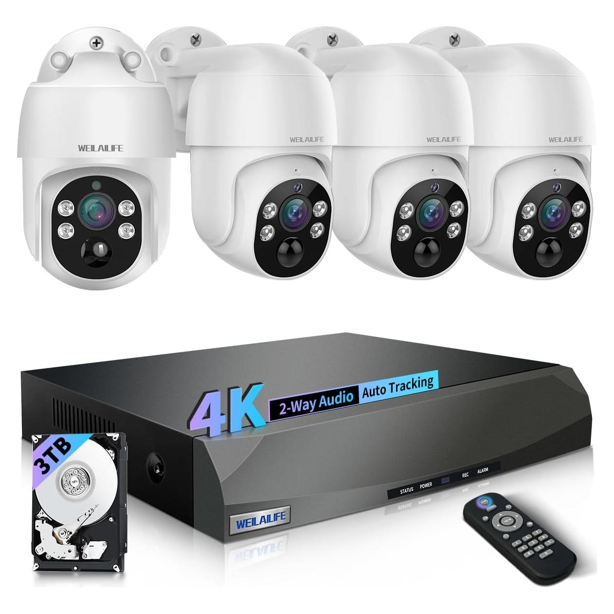 Sistema de Cámara de Seguridad WEILAILIFE 8MP 3TB 90 Días
