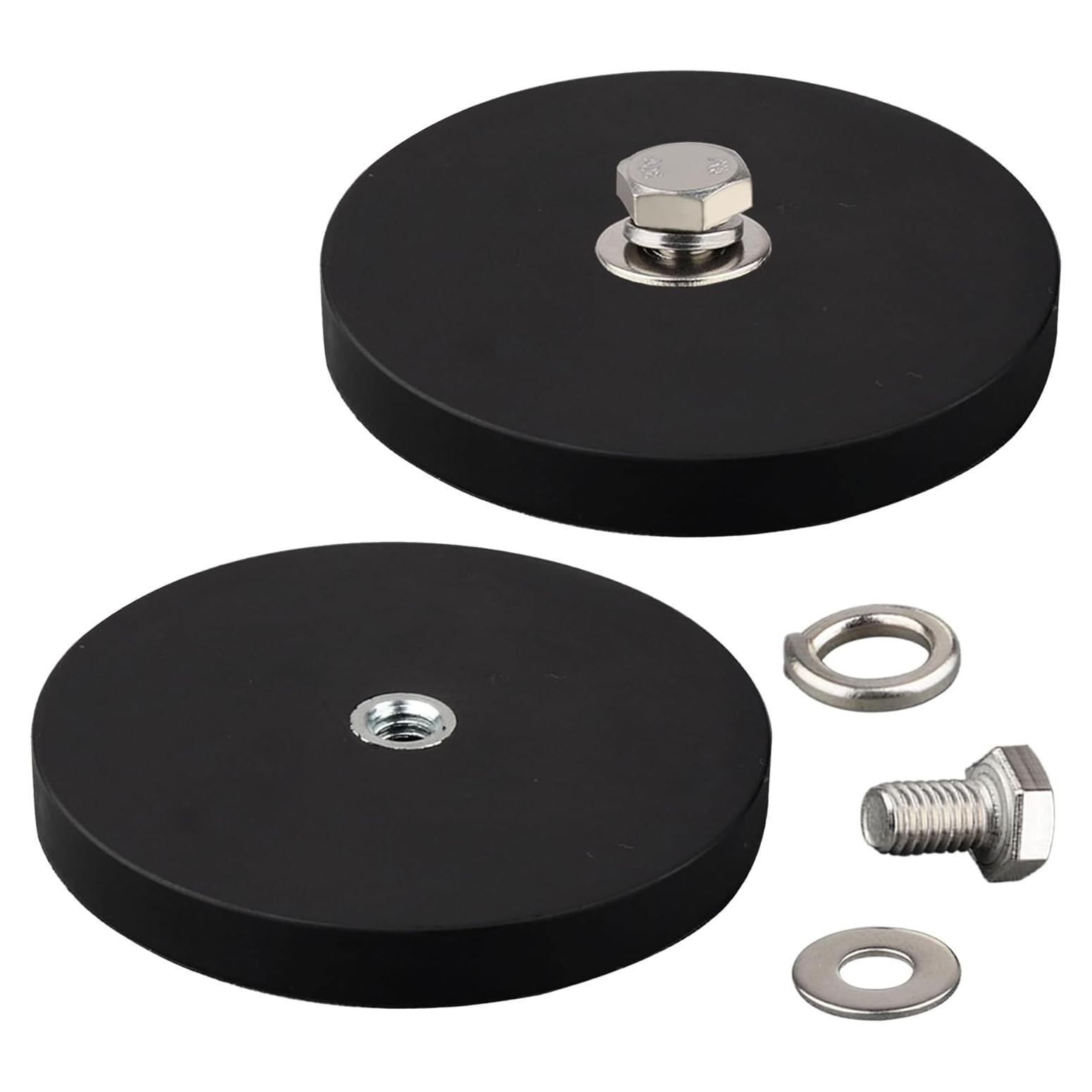 Imán de Neodimio 60lbs Recubierto de Goma 1/4-20 Femenina