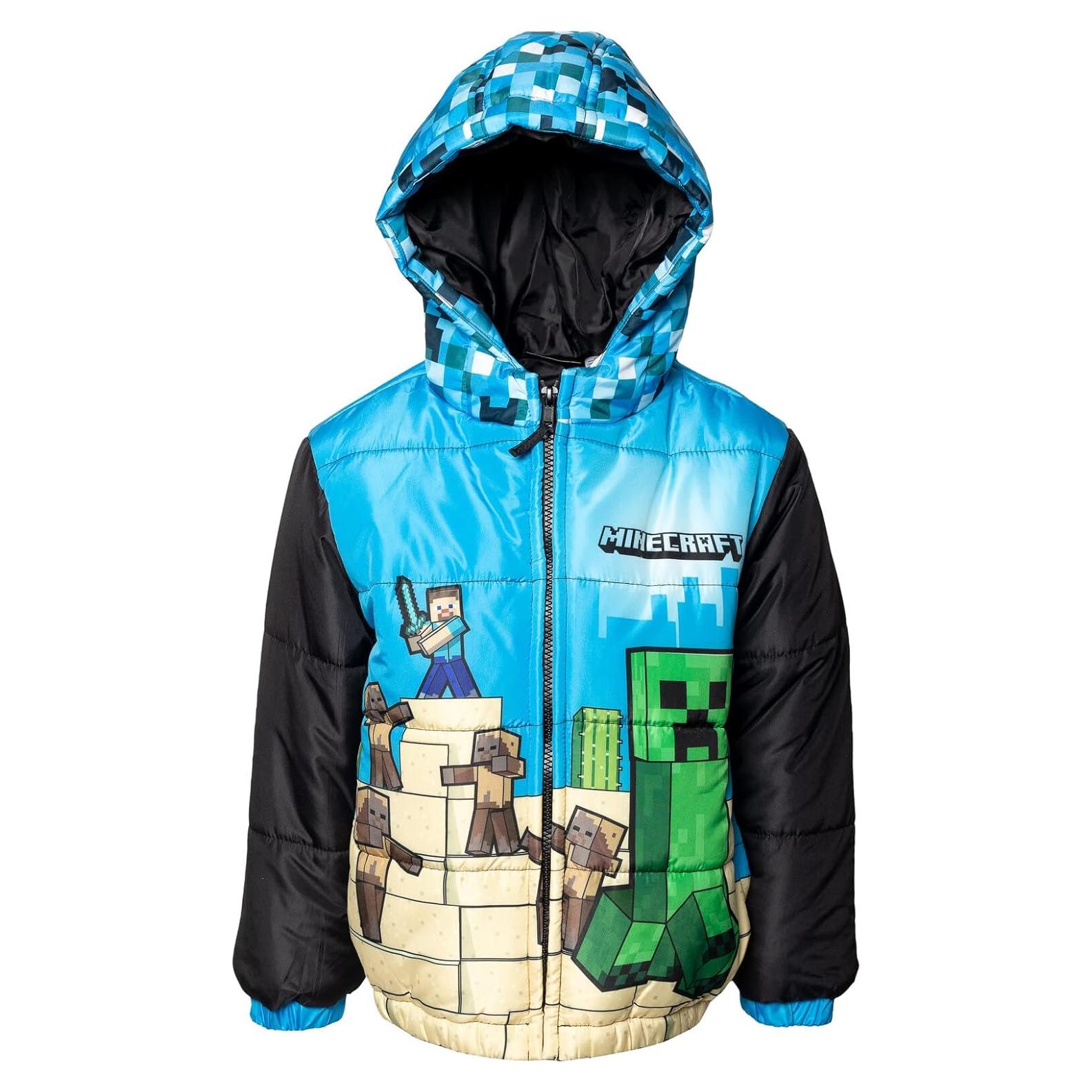 Abrigo acolchado Minecraft Creeper Steve para niños 7-8 años