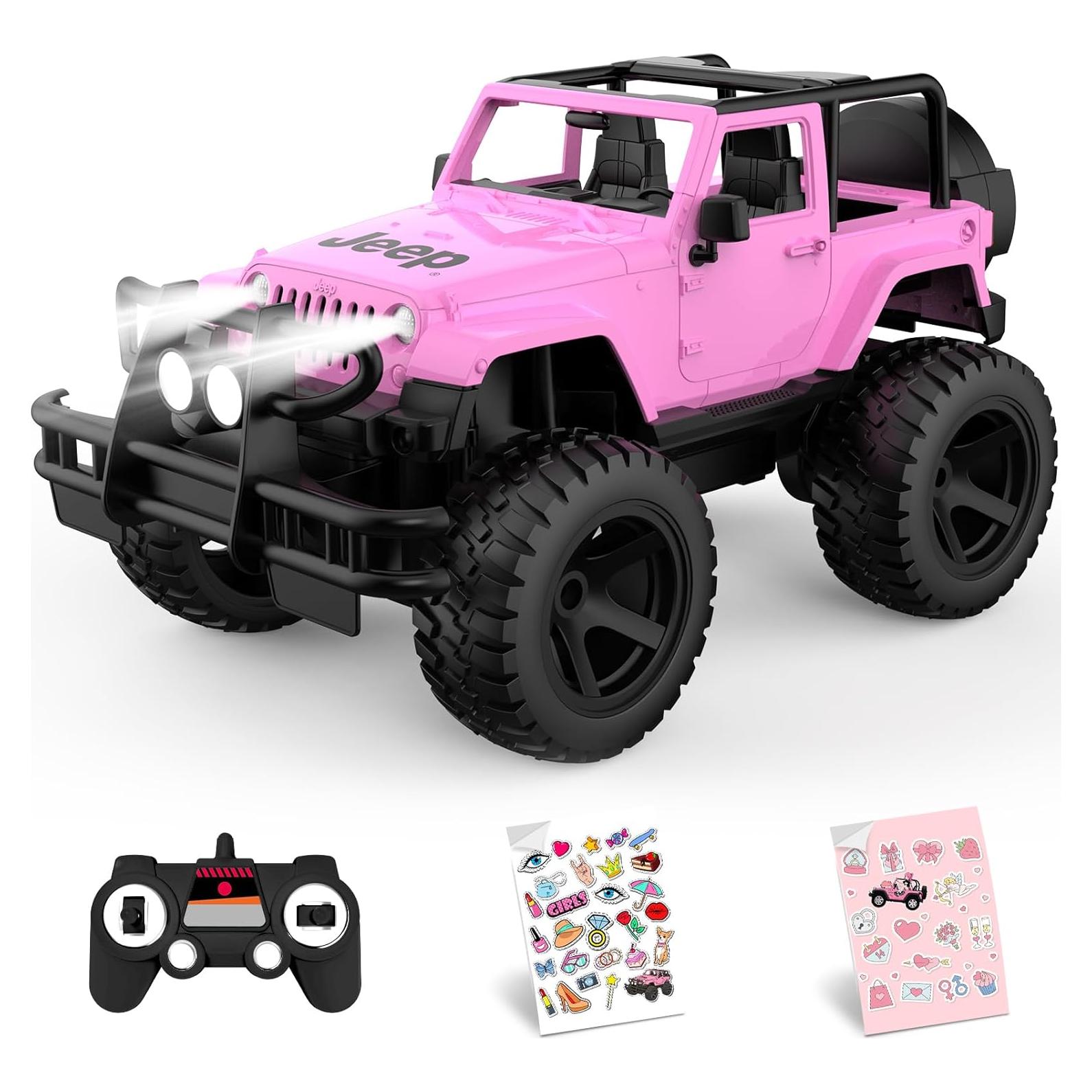 Coche RC Jeep Licenciado Rosa 1:14 para Niñas 80 Min Juego