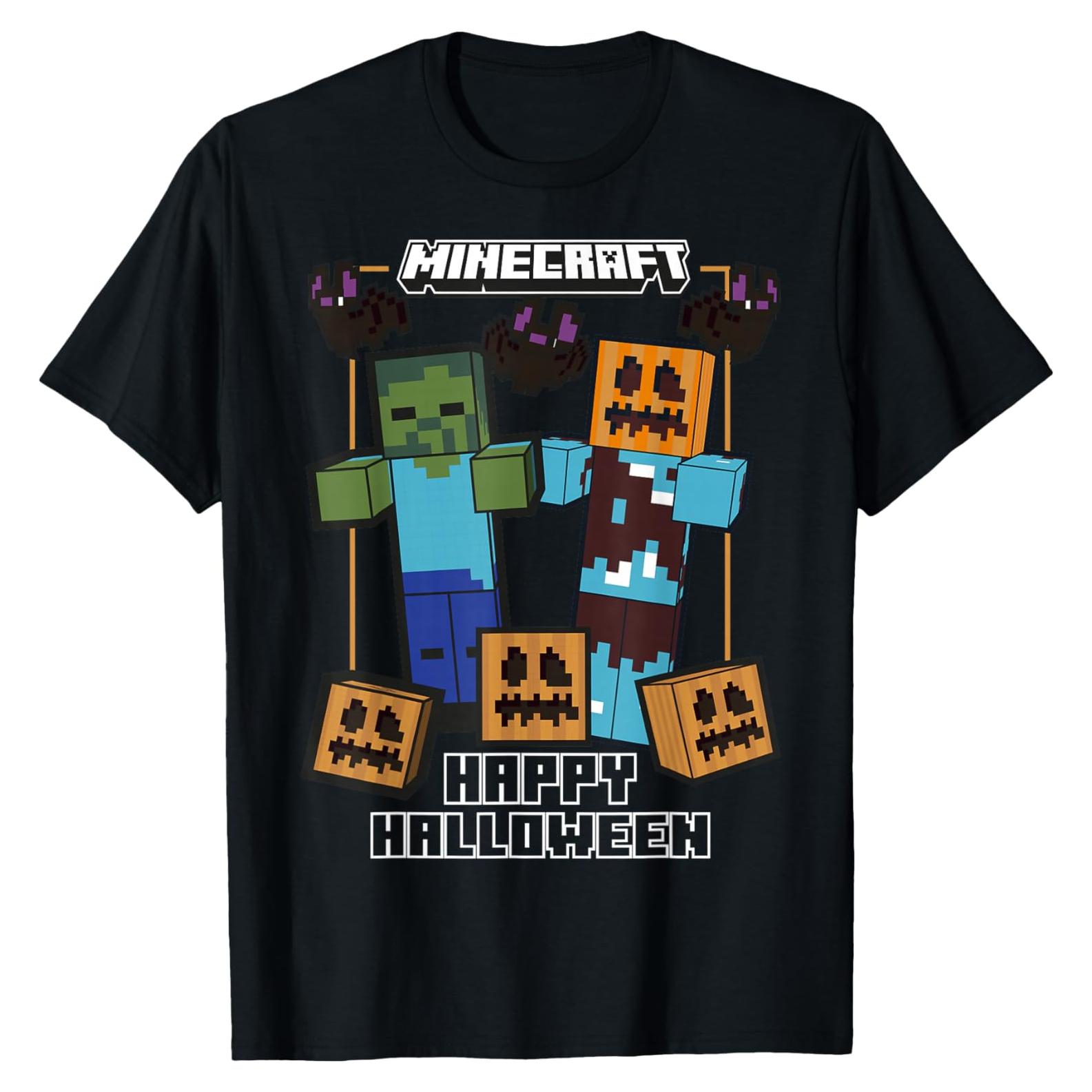 Camiseta Minecraft Halloween Calabaza Zombie Unisex