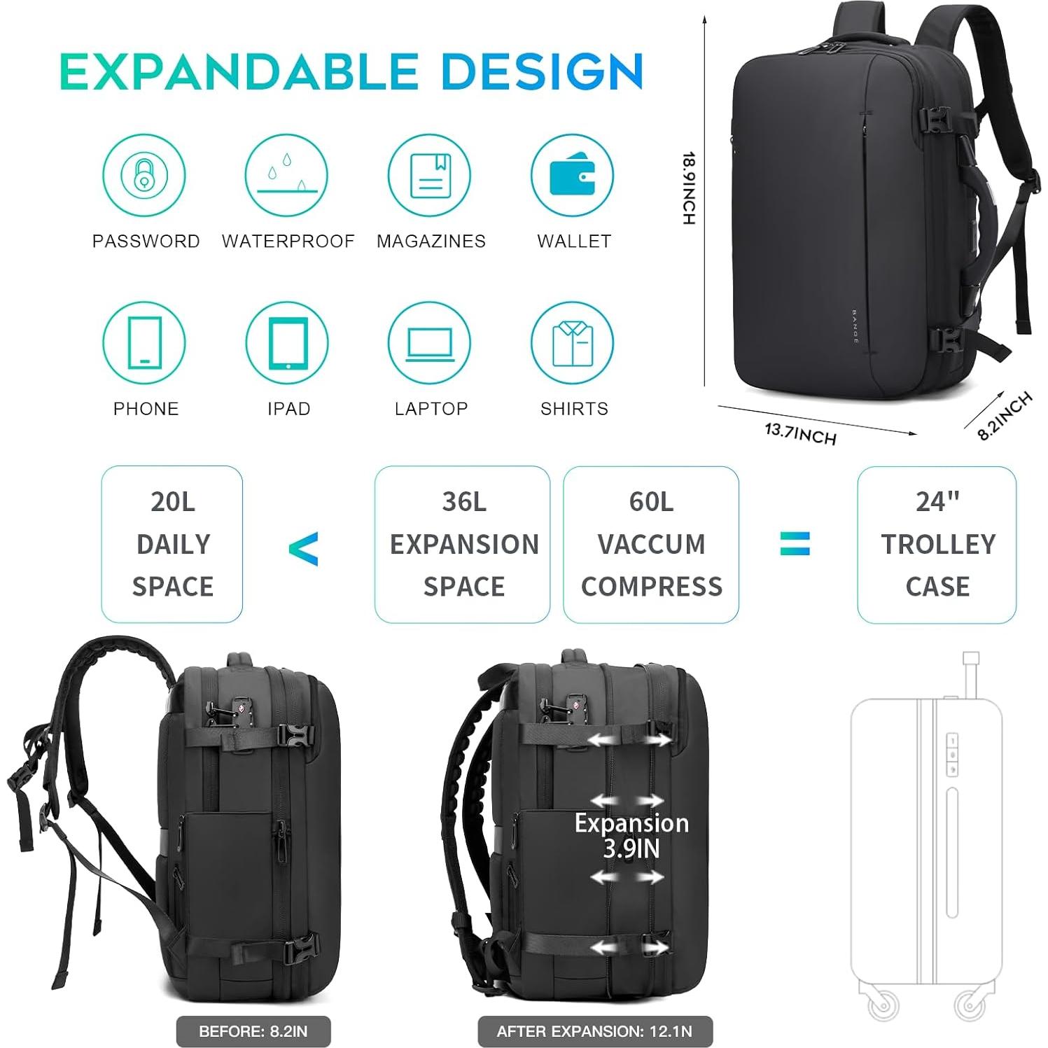 Mochila BANGE al vacío 70L impermeable con bomba eléctrica