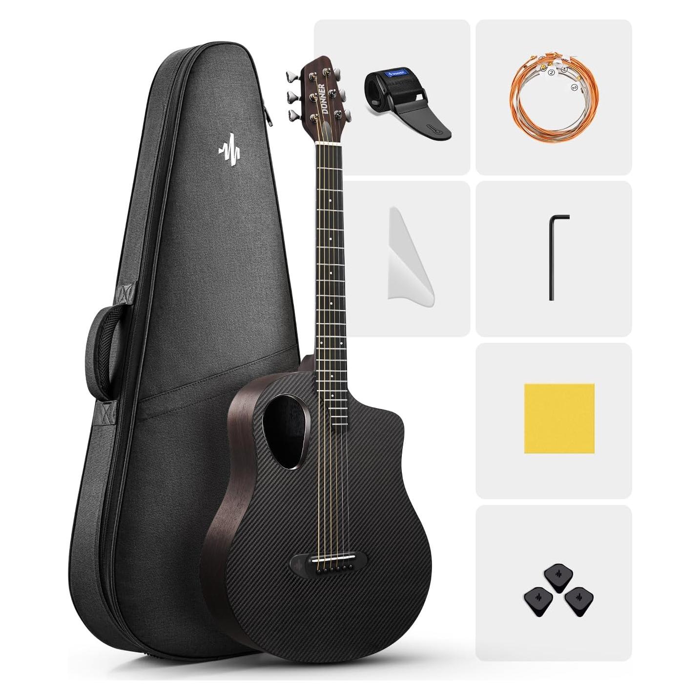 Guitarra Acústica Donner RISING-G1 38" Carbono y Caoba