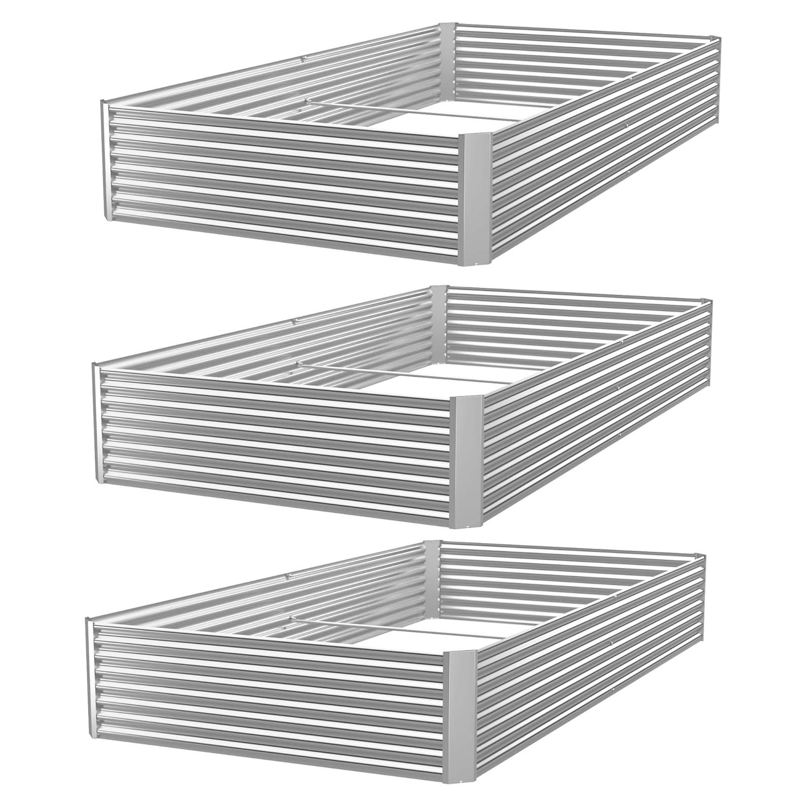 Paquete de 3 Cajas Elevadas de Jardín Galvanizadas CATMANOR 91x46 cm