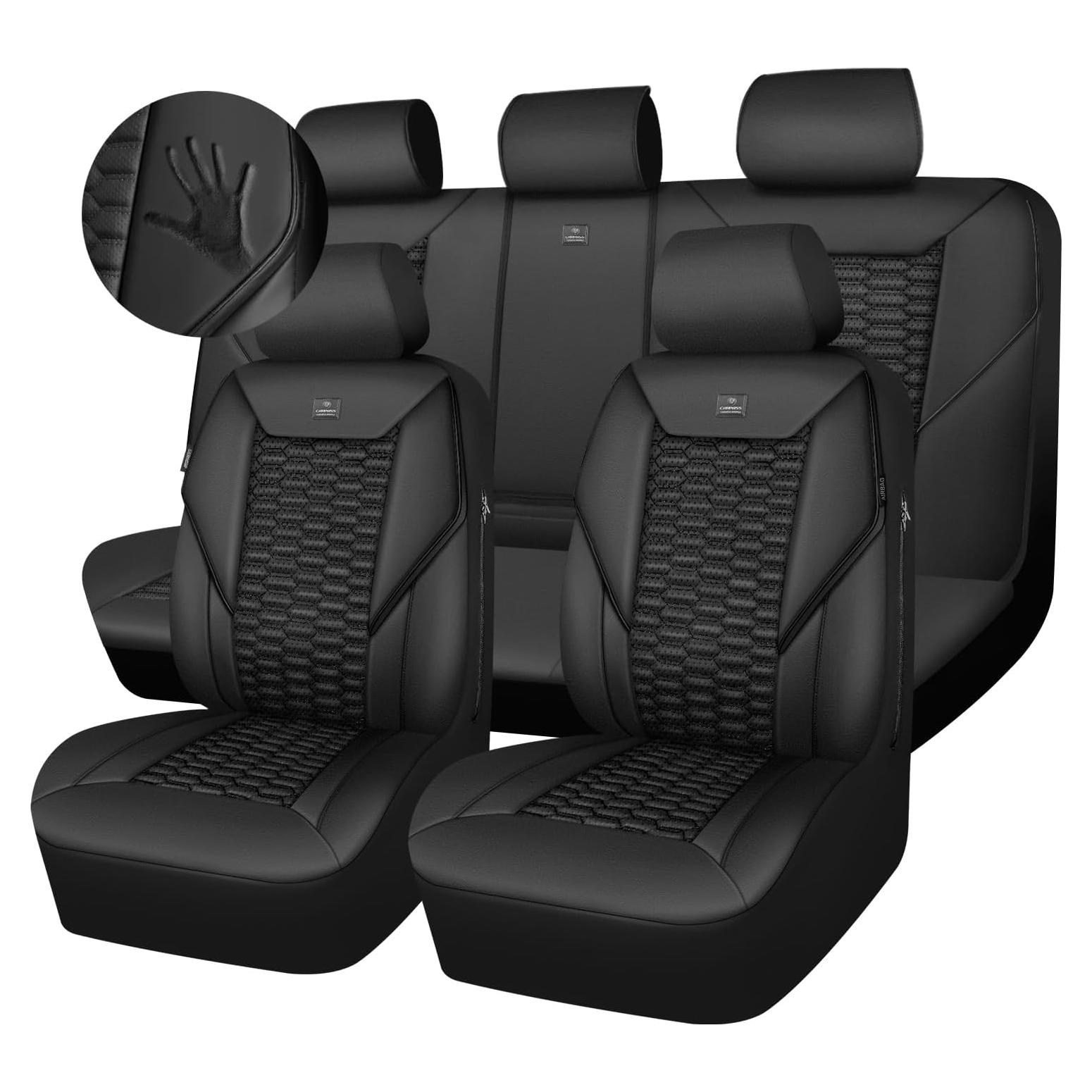 Cubiertas de Asiento de Cuero PU Negro CAR PASS Juego Completo