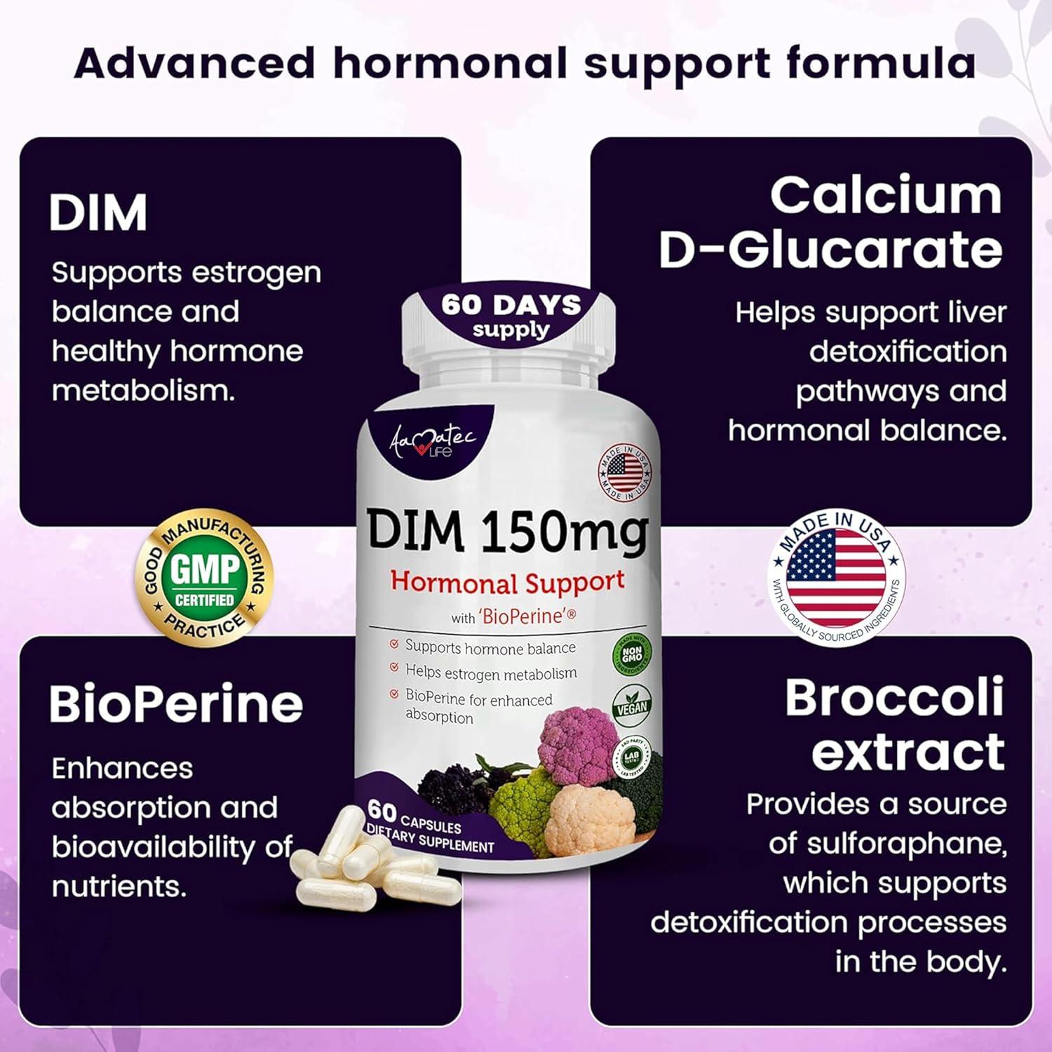 Suplemento Estrogénico DIM Amate Life 150mg 60 Cápsulas