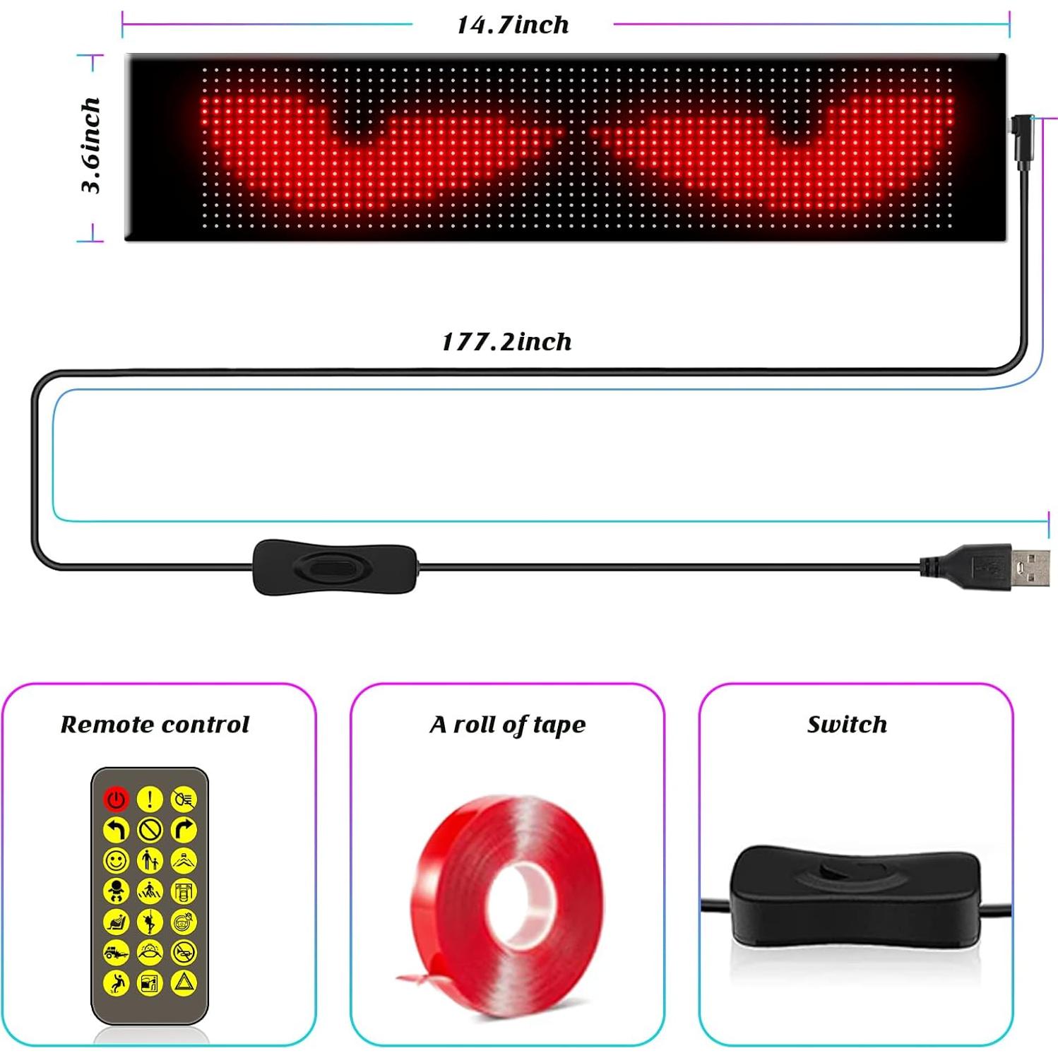 Ojos LED Programables Sulmeyhub 37.4x9.2 cm para Carro