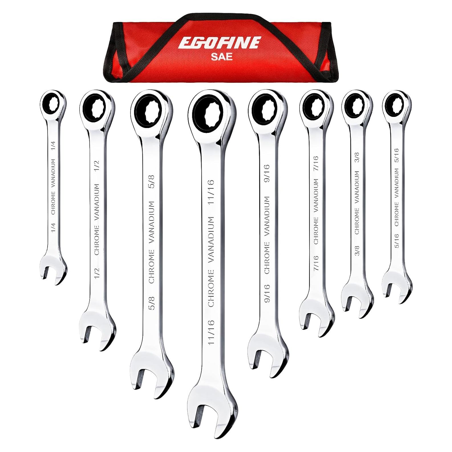 Juego de Llaves de Carraca Egofine 8 Piezas Acero Cr-V