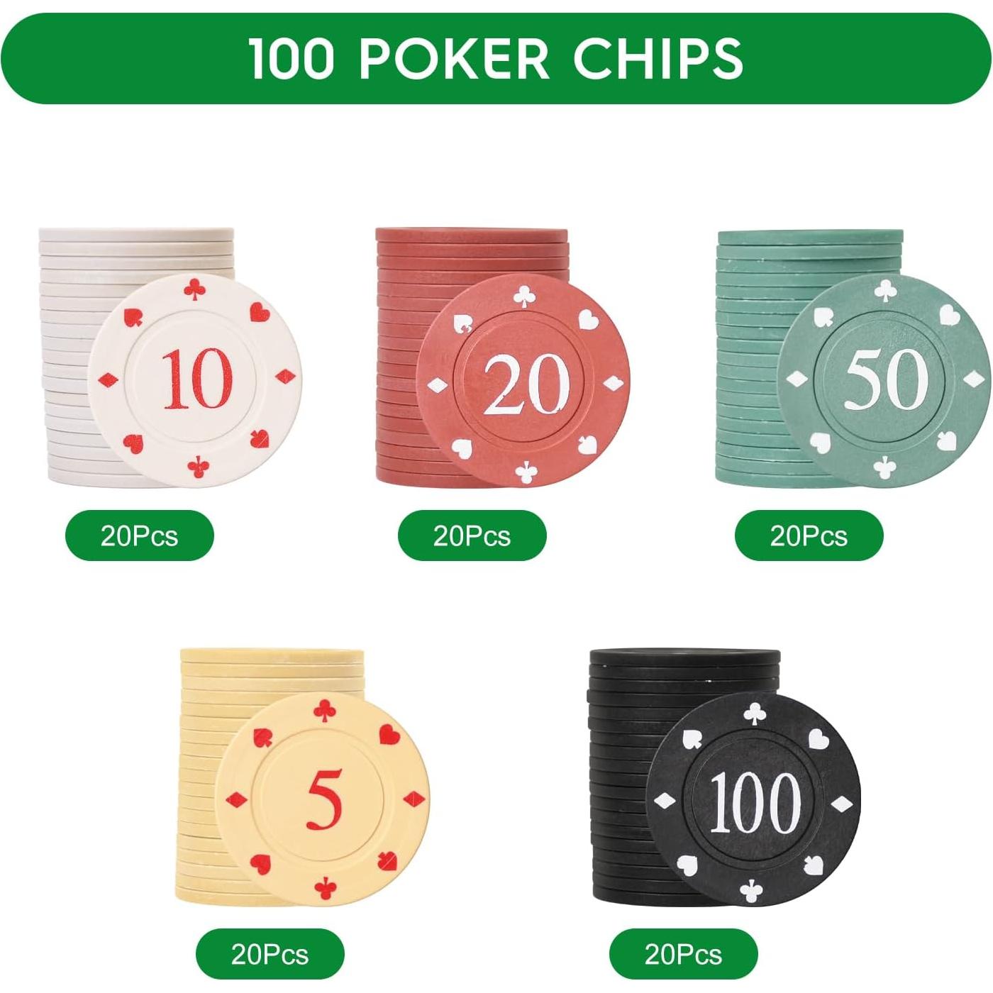 Juego de Fichas de Póker WAONIQ 100 PCS 35 mm Colores