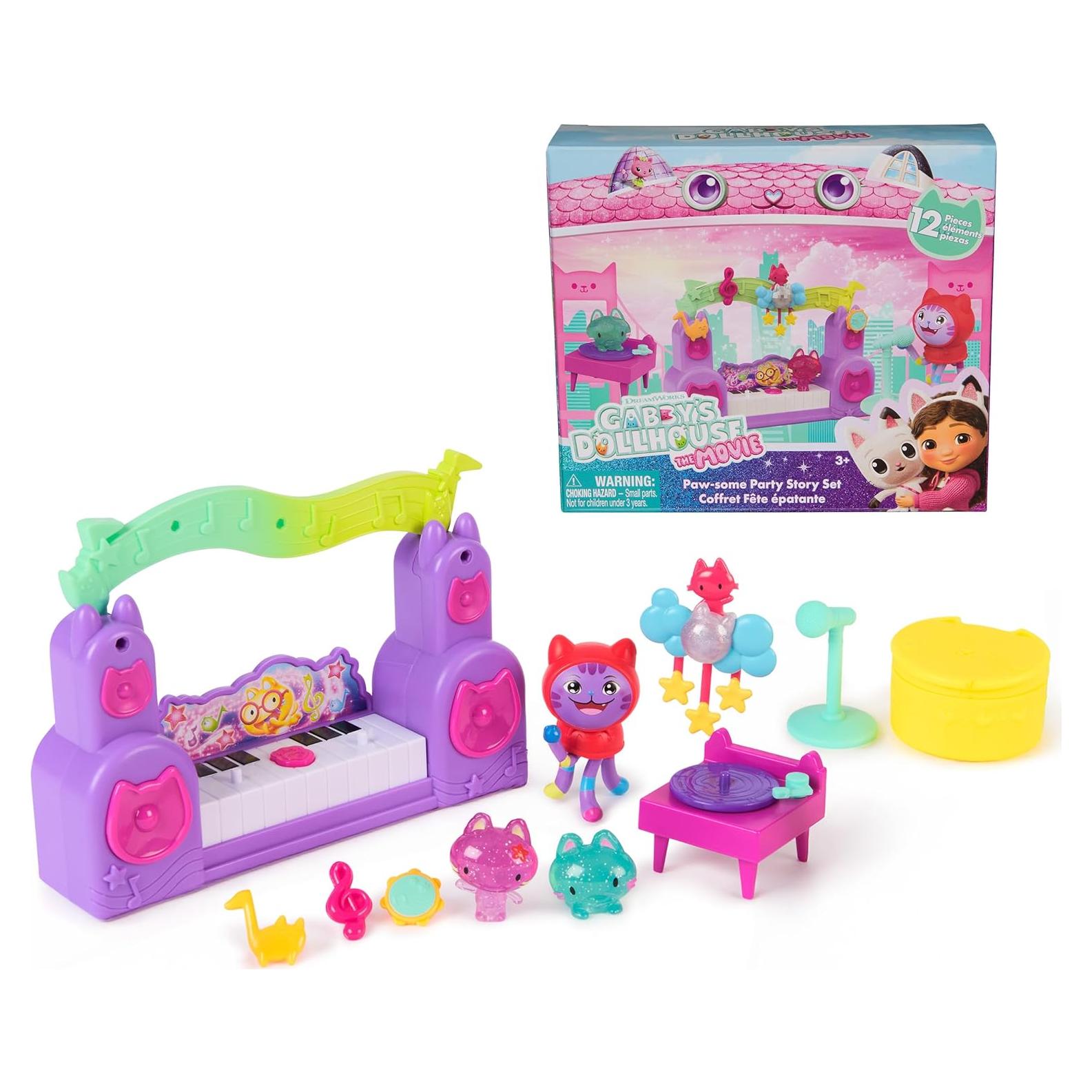 Set de Fiesta Paw-Some Gabby's Dollhouse con DJ Catnip y Gato Borrador