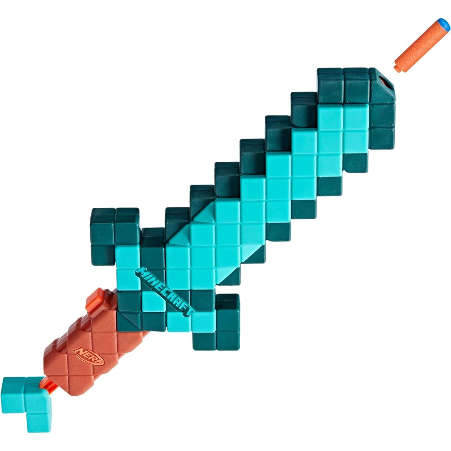Espada Nerf Minecraft Diamante Blaster 2 en 1 con 8 Dardos