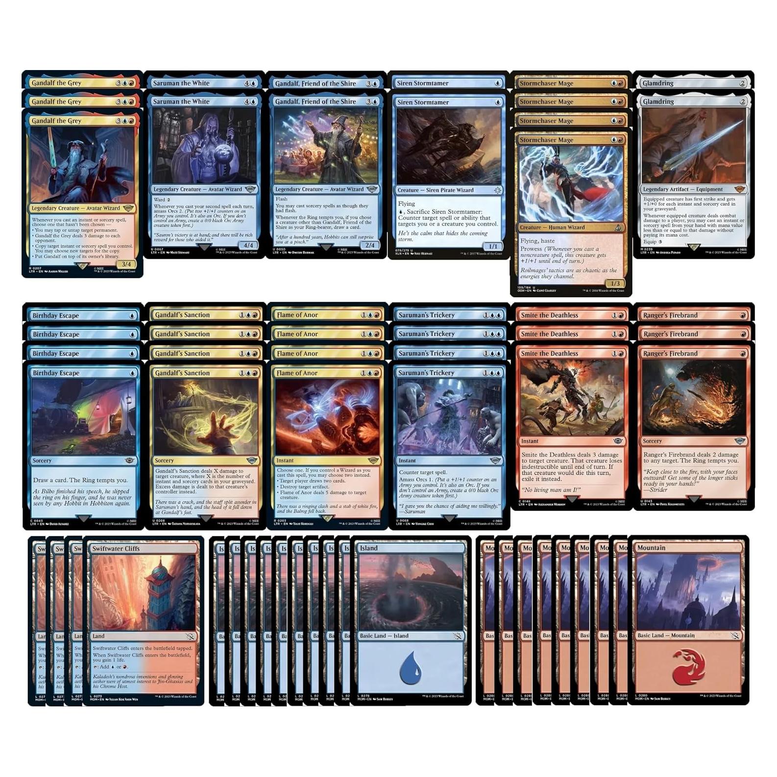 Baraja de Mago Élite Izzet MTG - Gandalf Rojo Azul 60 Cartas