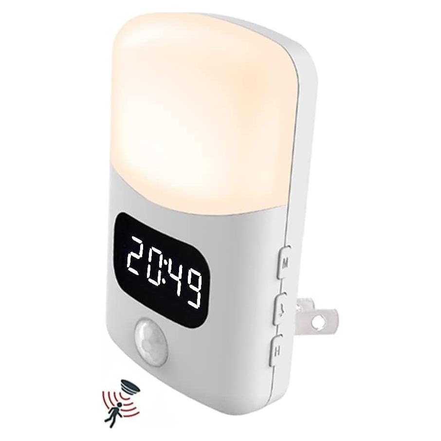 Luz Nocturna LED AMZStone con Sensor y Reloj 4000K