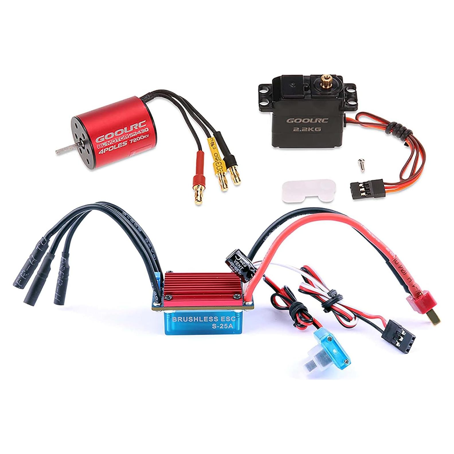 Combo Motor Sin Escobillas GoolRC S2430 7200KV + ESC 25A + Servo 2.2kg