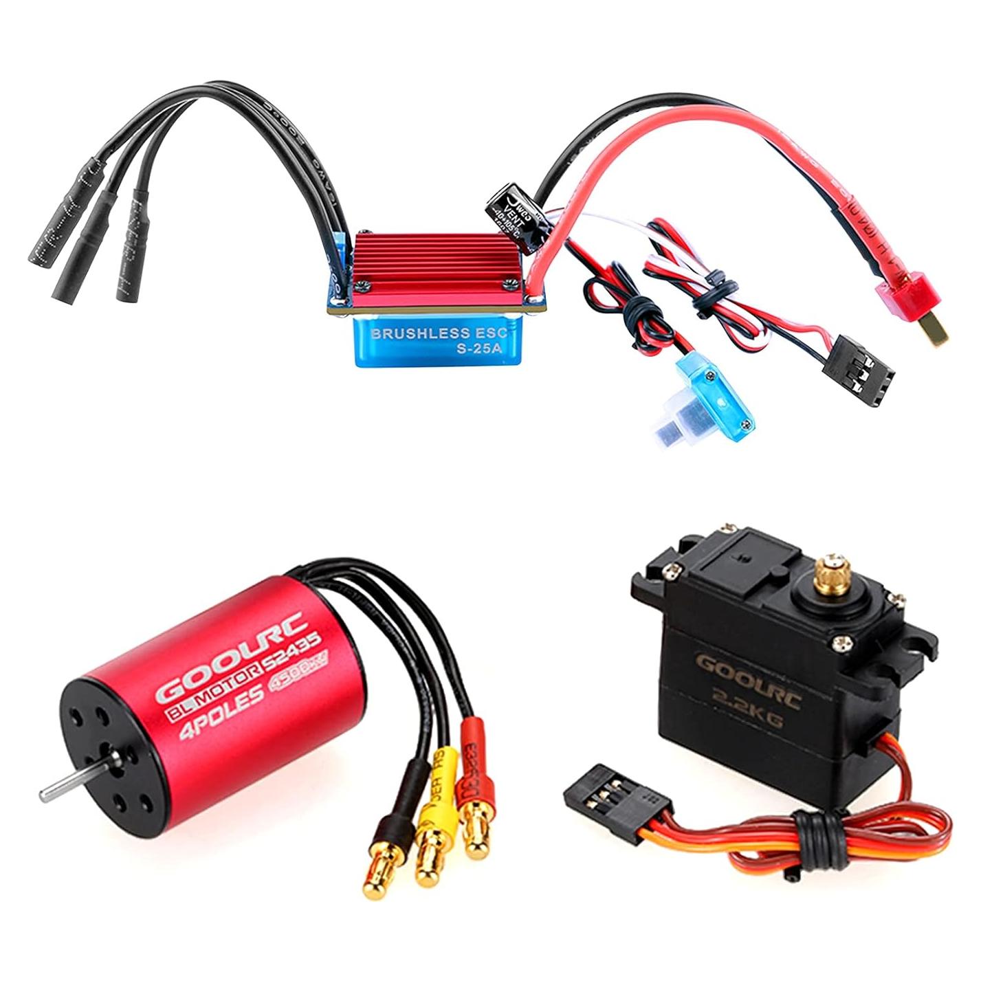 Combo Motor Sin Escobillas GoolRC S2435 4500KV + ESC S-25A + Servo 2.2kg