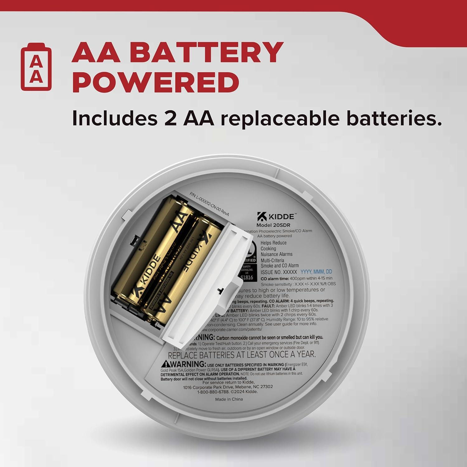 Detector de Humo Kidde 20SDR con Batería AA y LED