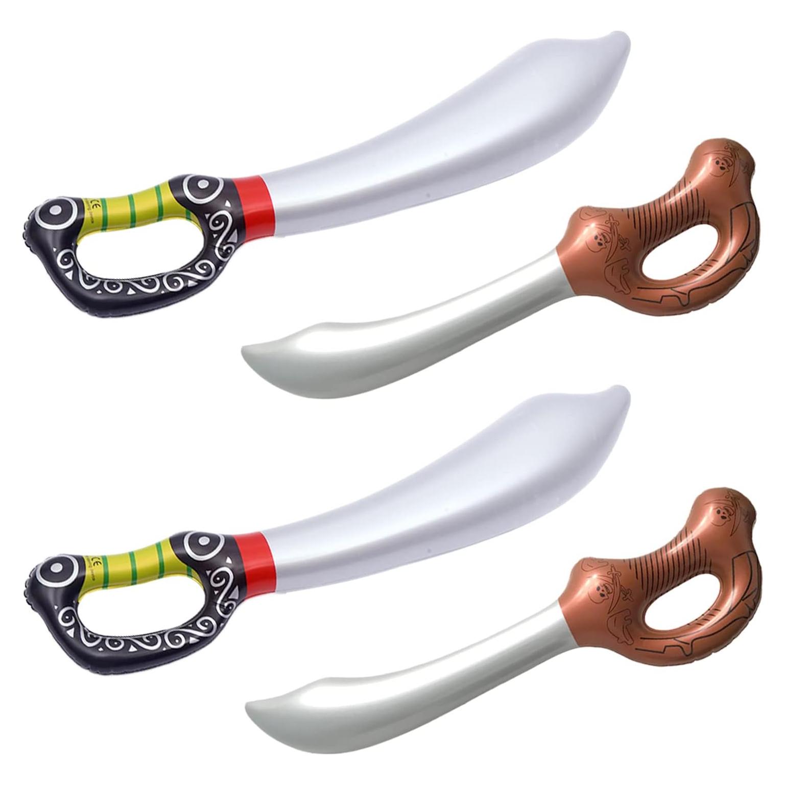 4 Espadas Pirata Inflables LUANDME 70 cm para Fiesta y Cosplay