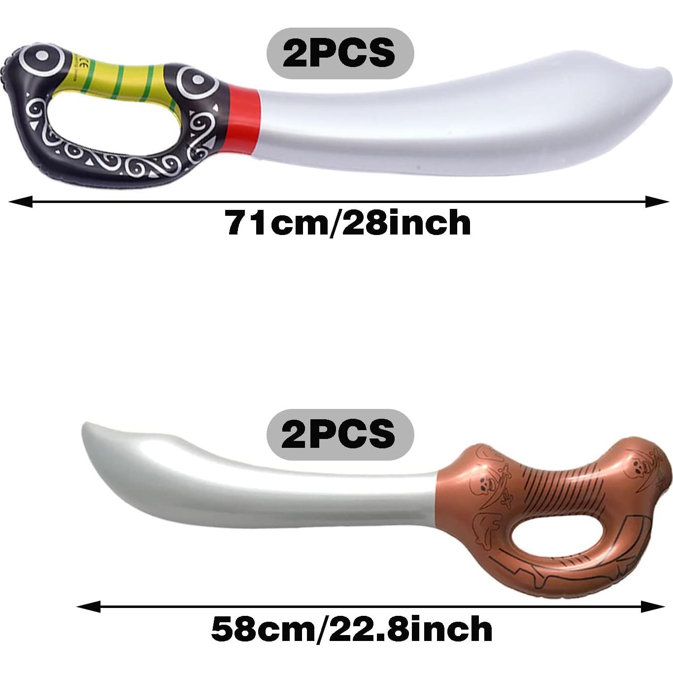 4 Espadas Pirata Inflables LUANDME 70 cm para Fiesta y Cosplay