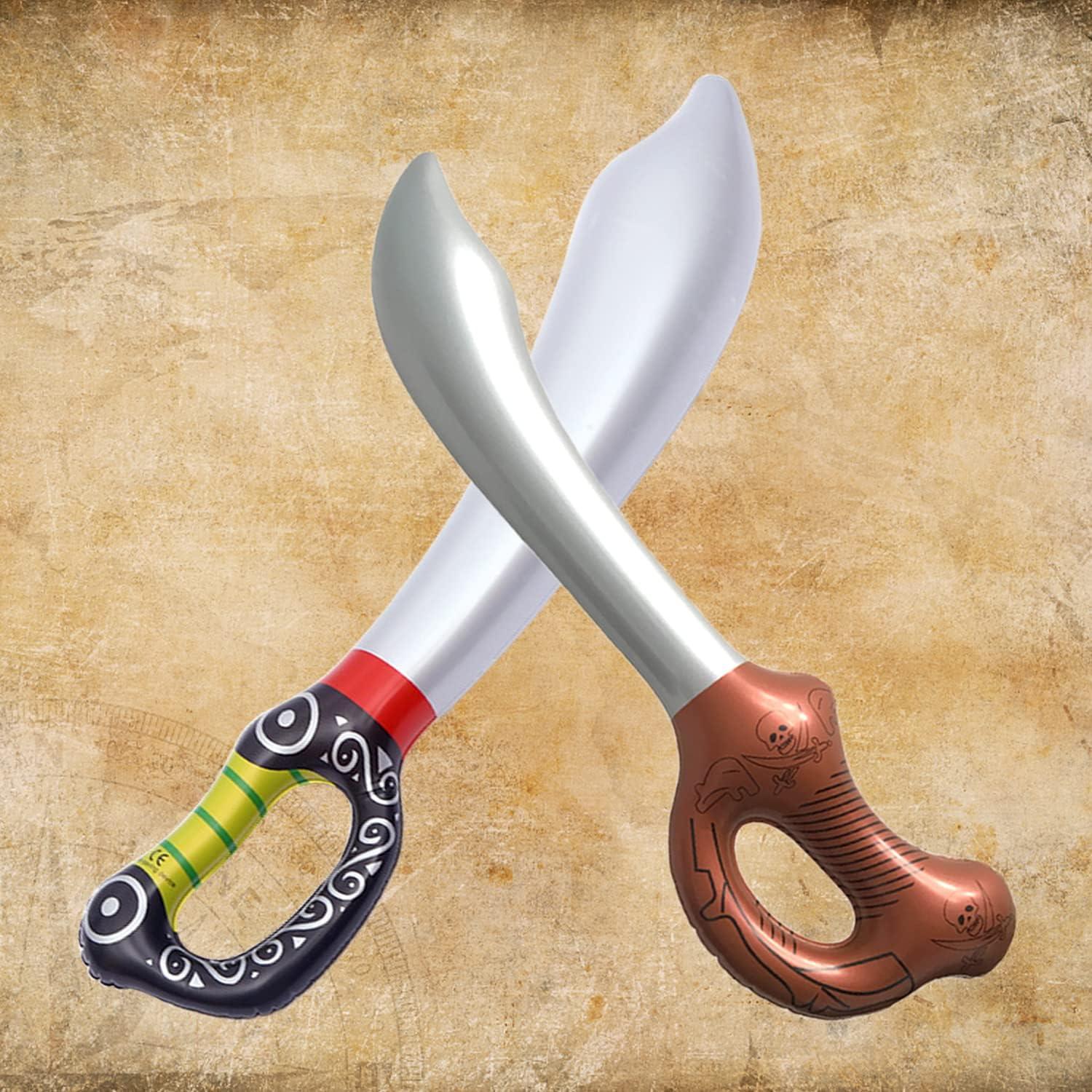 4 Espadas Pirata Inflables LUANDME 70 cm para Fiesta y Cosplay