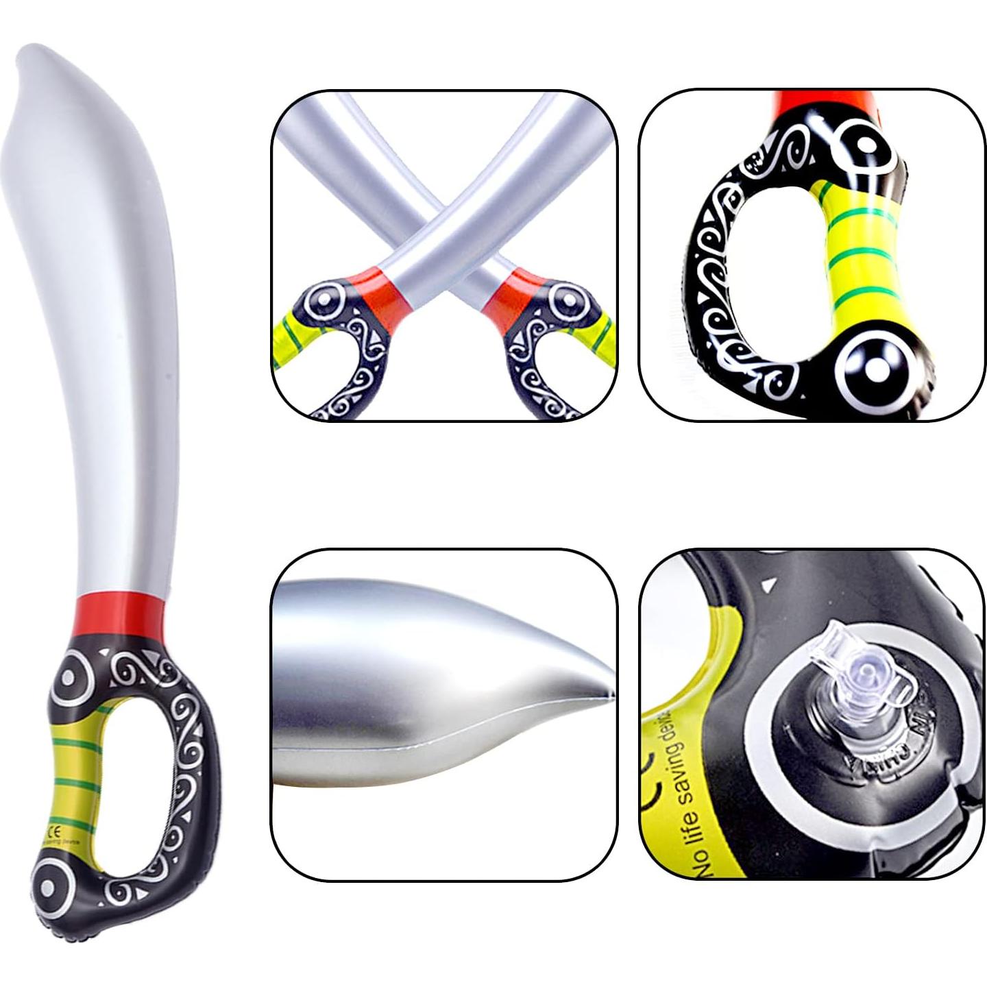 4 Espadas Pirata Inflables LUANDME 70 cm para Fiesta y Cosplay