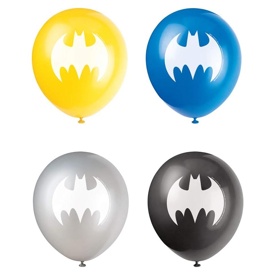 Globos de látex Batman 30 cm - Paquete de 8 - Fiesta superhéroes