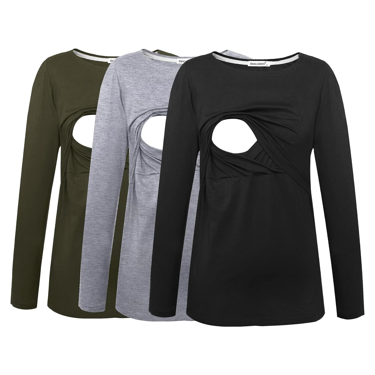 Camisetas de Lactancia Smallshow Manga Larga 3 Piezas
