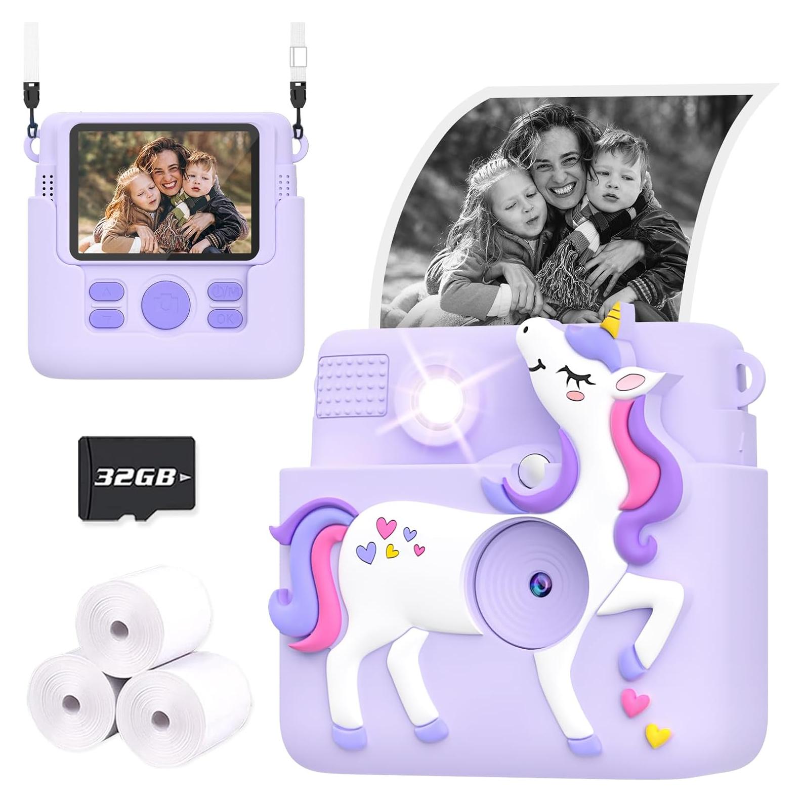 Cámara Instantánea para Niños Ziegoal 1080P Púrpura