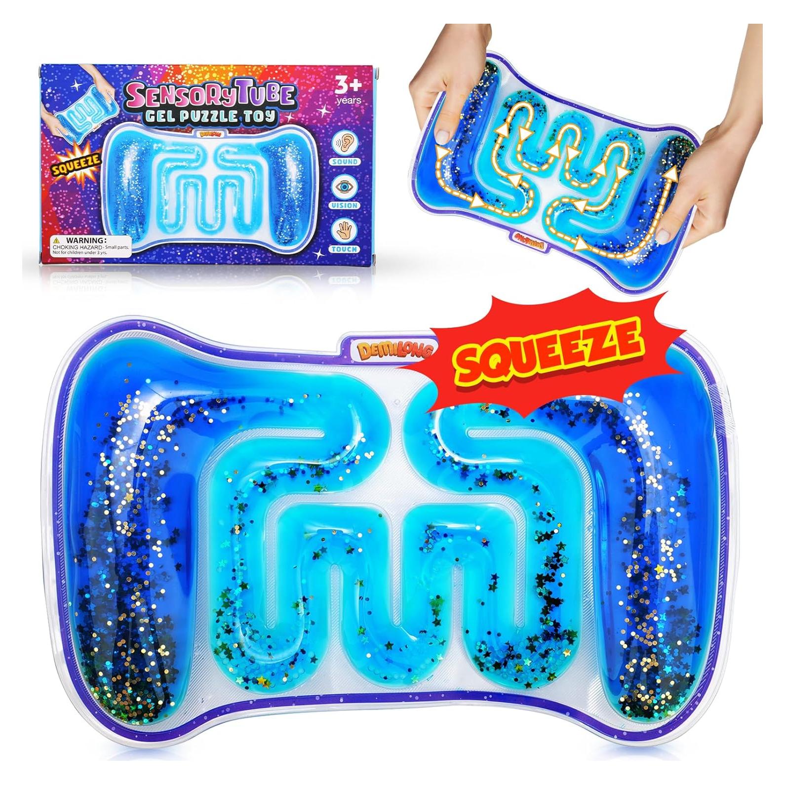 Juguete Sensible Squishy Demilong Glitter Gush Azul 20cm