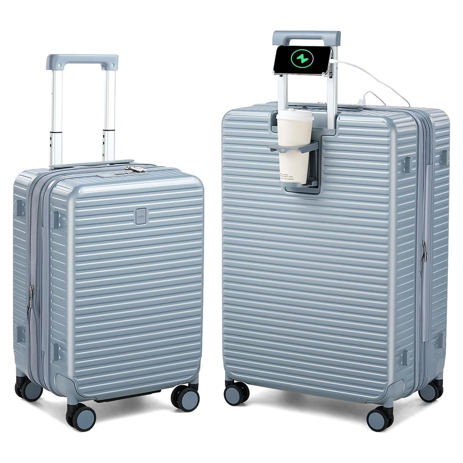 Conjunto de Equipaje Expandible HanTrip 2 Piezas Plata 20/28"