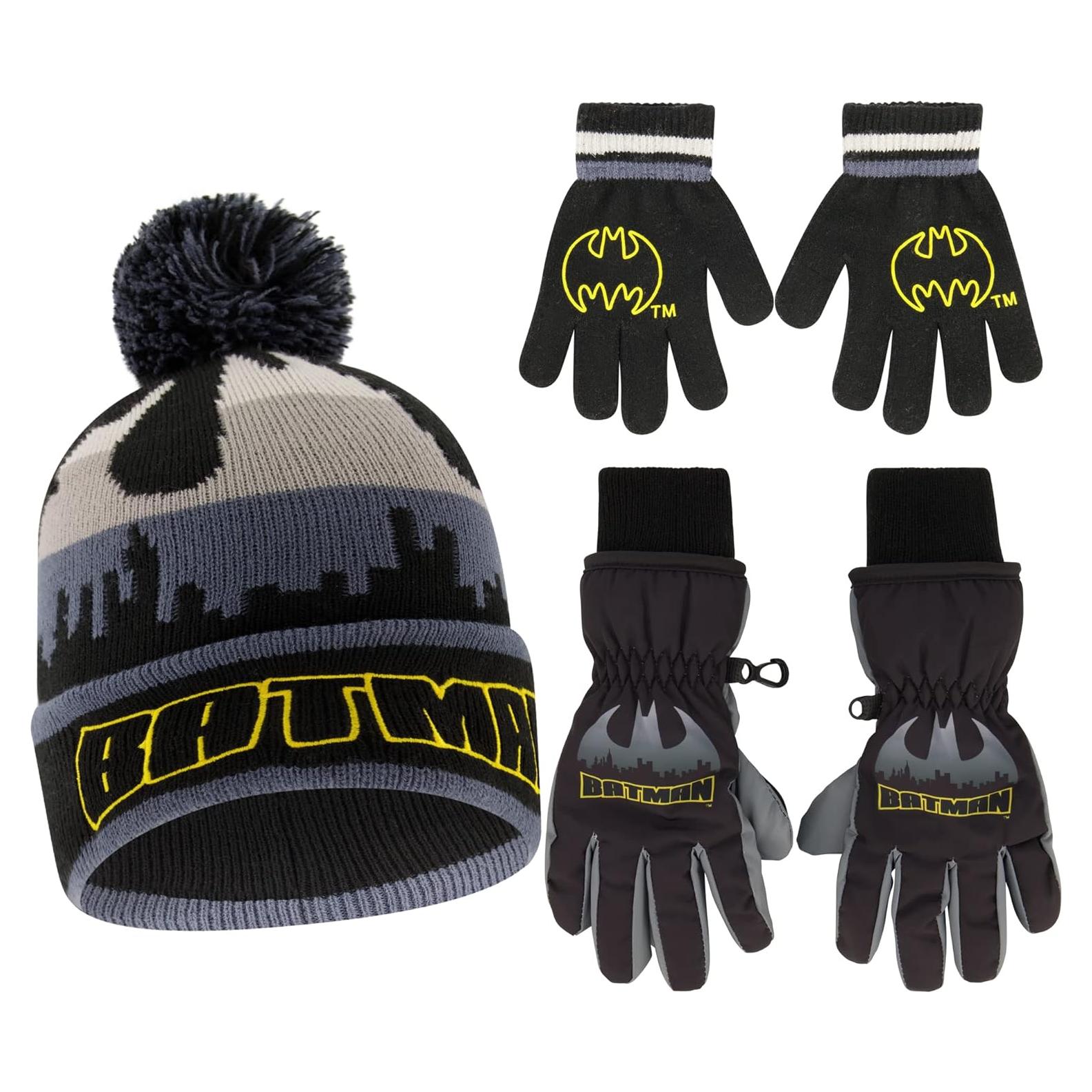 Set de Gorro y Guantes de Invierno Batman DC Comics 3 Piezas