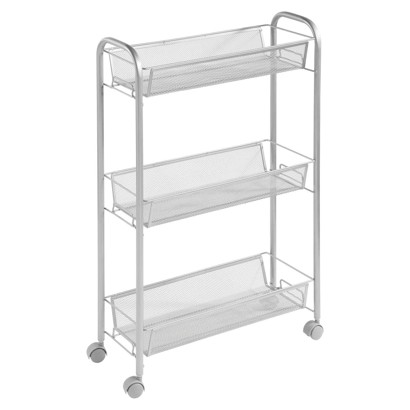 Carro de Utilidad mDesign de Acero con 3 Estantes y Ruedas