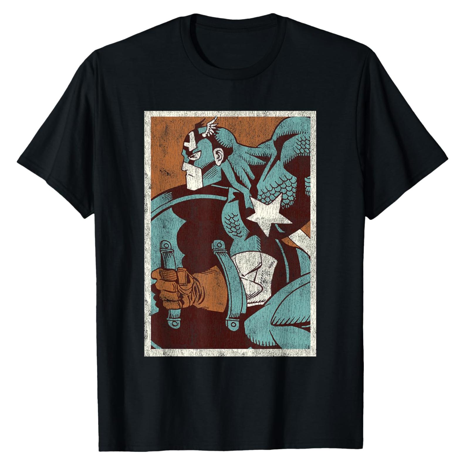 Camiseta Vintage Capitán América Marvel Clásico 136g