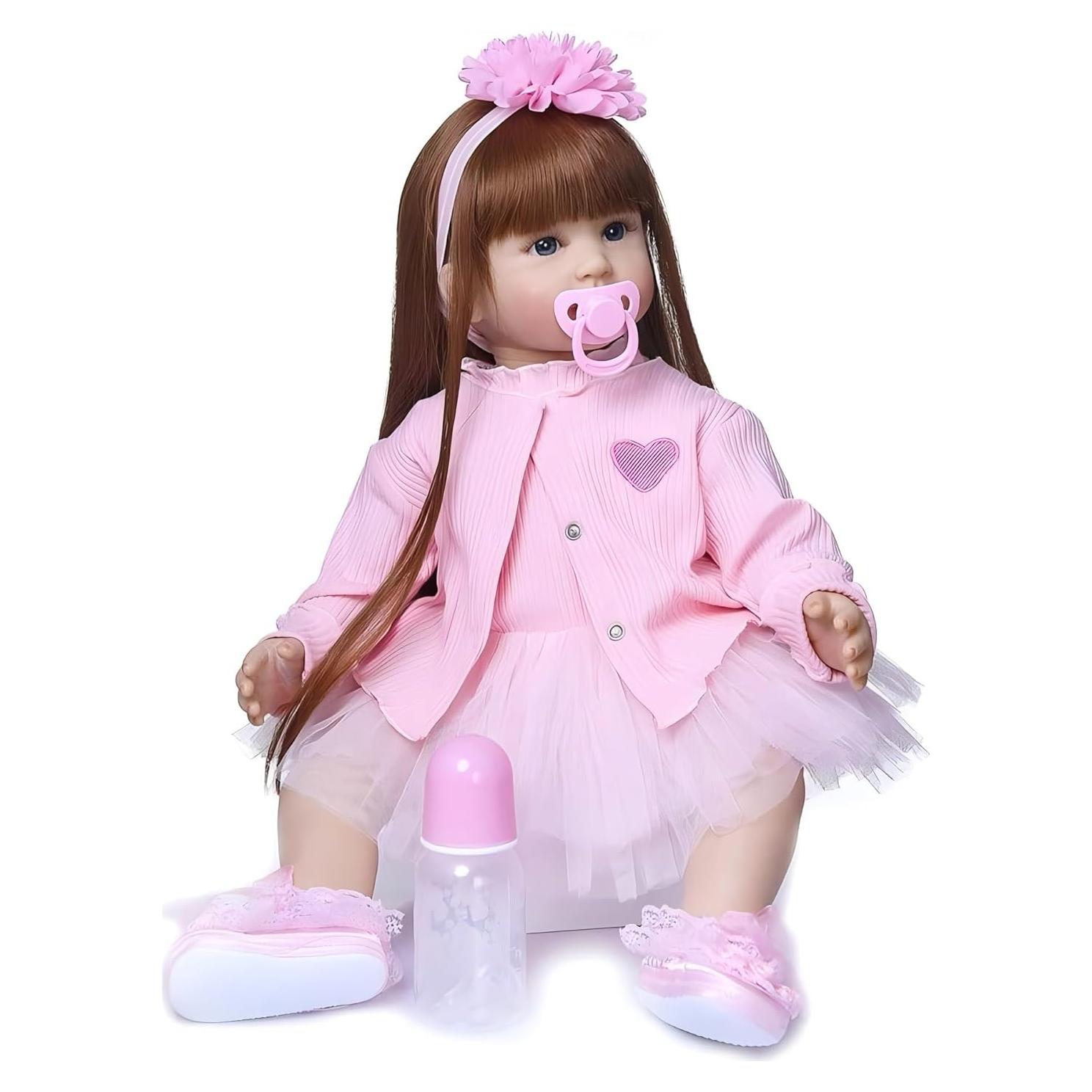 Muñeca Reborn Realista Pinky 60 cm NUER Ojos Azules