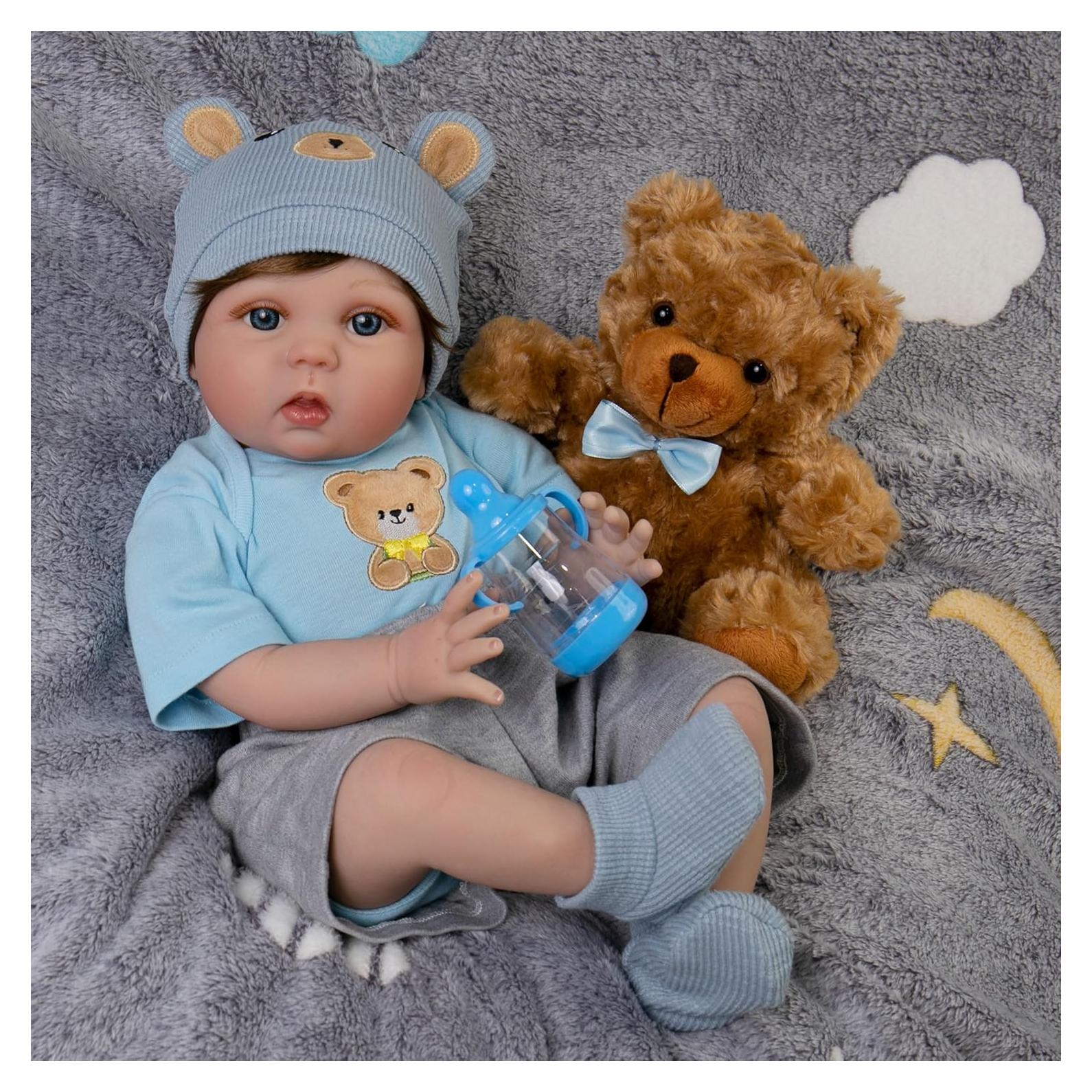 Muñeca Reborn EKOKIZ 55 cm Realista para Niños 3+ Años