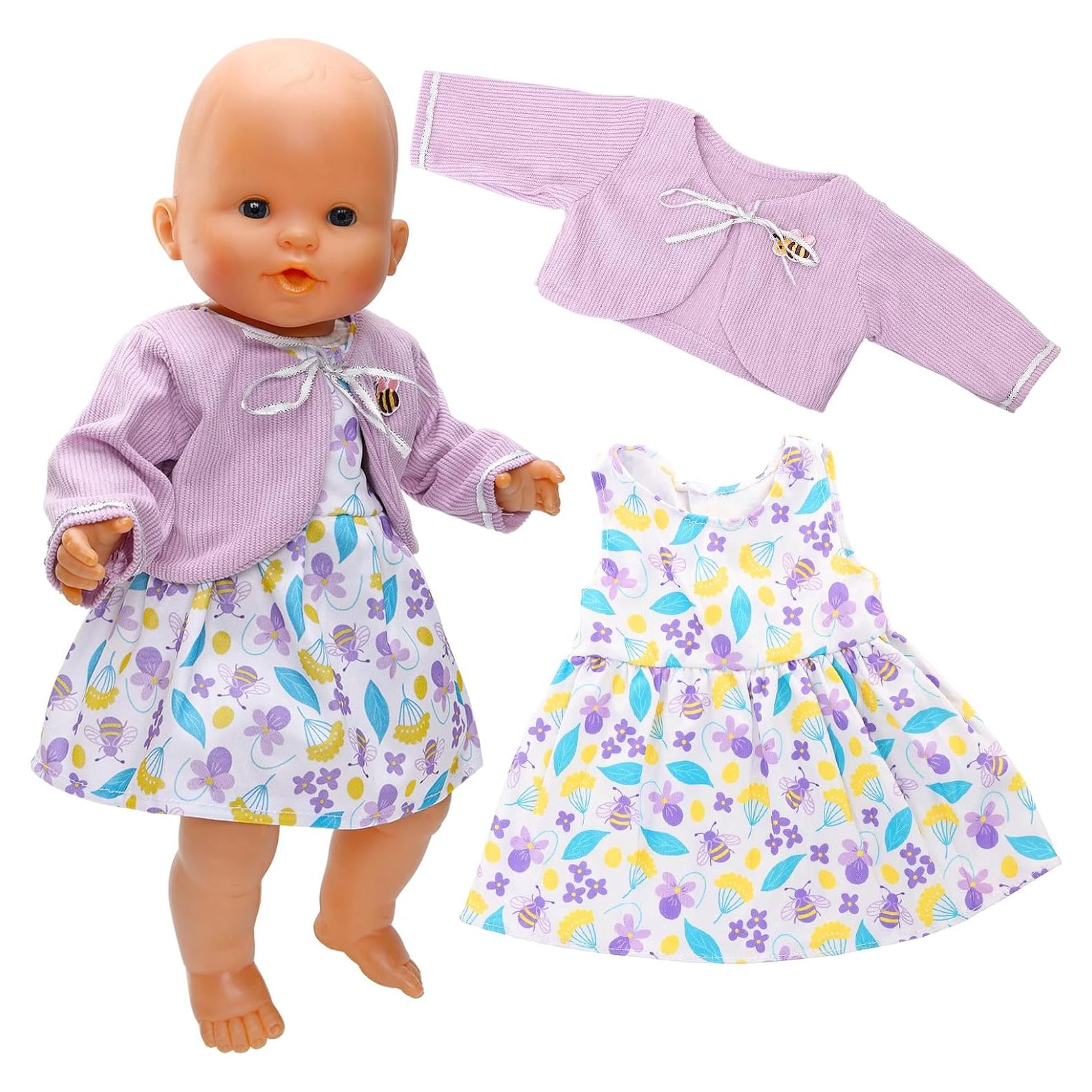 Ropa de muñeca ENOCHT 14-16" Vestido y abrigo morado