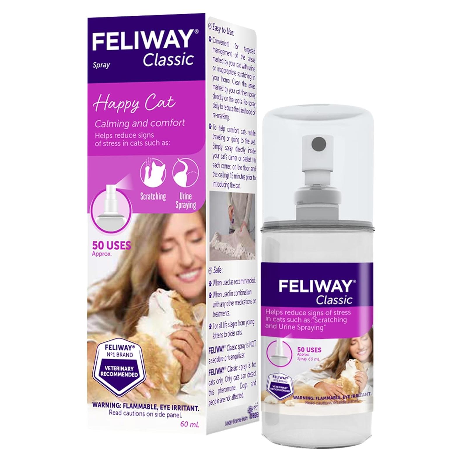 FELIWAY Classic Spray Calmante para Gatos 60ml - Reduce Estrés