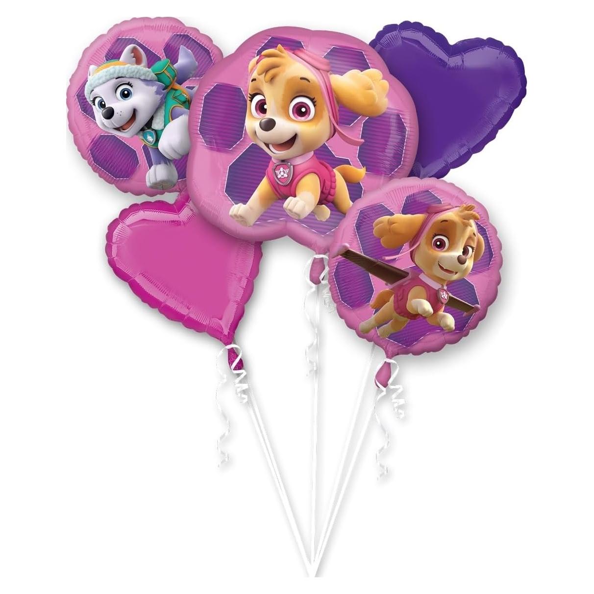 Globos de Aluminio Paw Patrol Skye y Everest - 5 Piezas