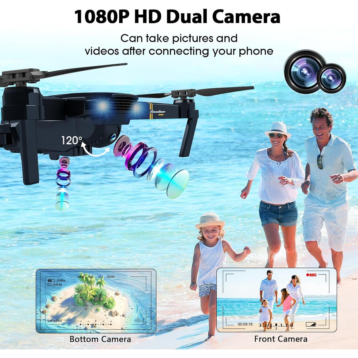 Dron MOCVOO F62 con cámara HD 1080P y 3 baterías