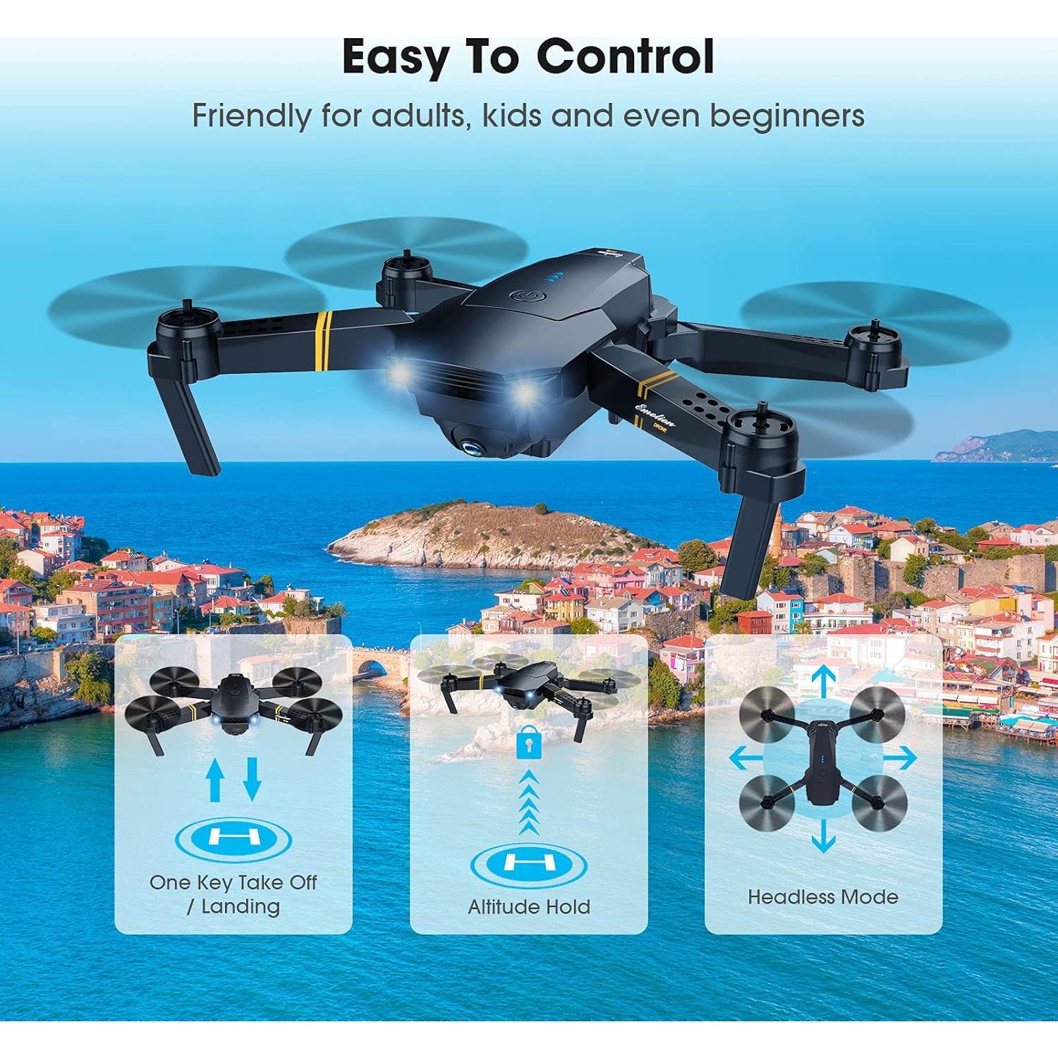 Dron MOCVOO F62 con cámara HD 1080P y 3 baterías