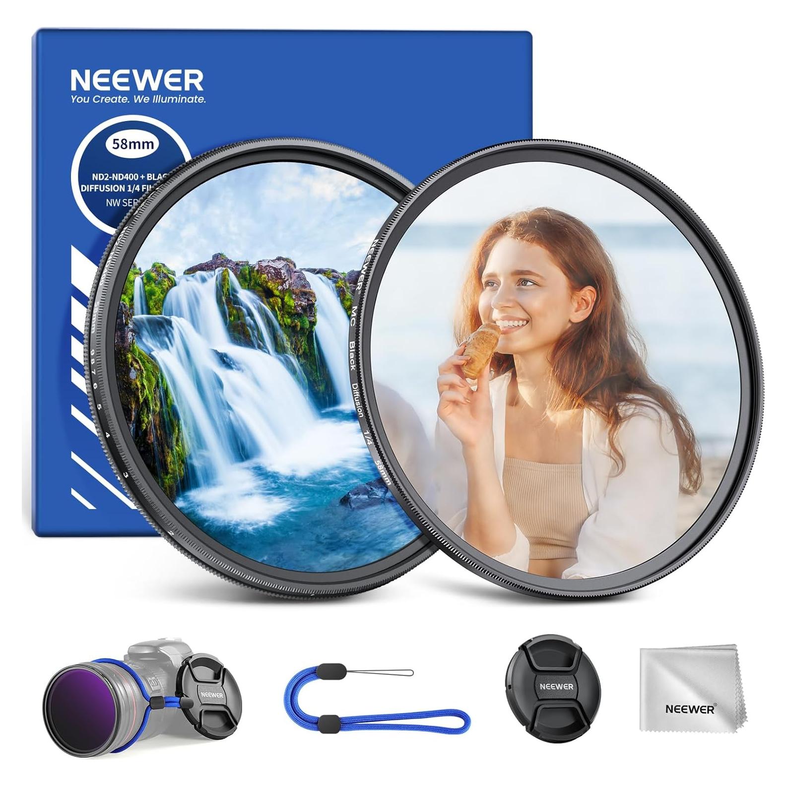 Filtro ND Variable 58mm NEEWER + Filtro Difusión Negra 1/4
