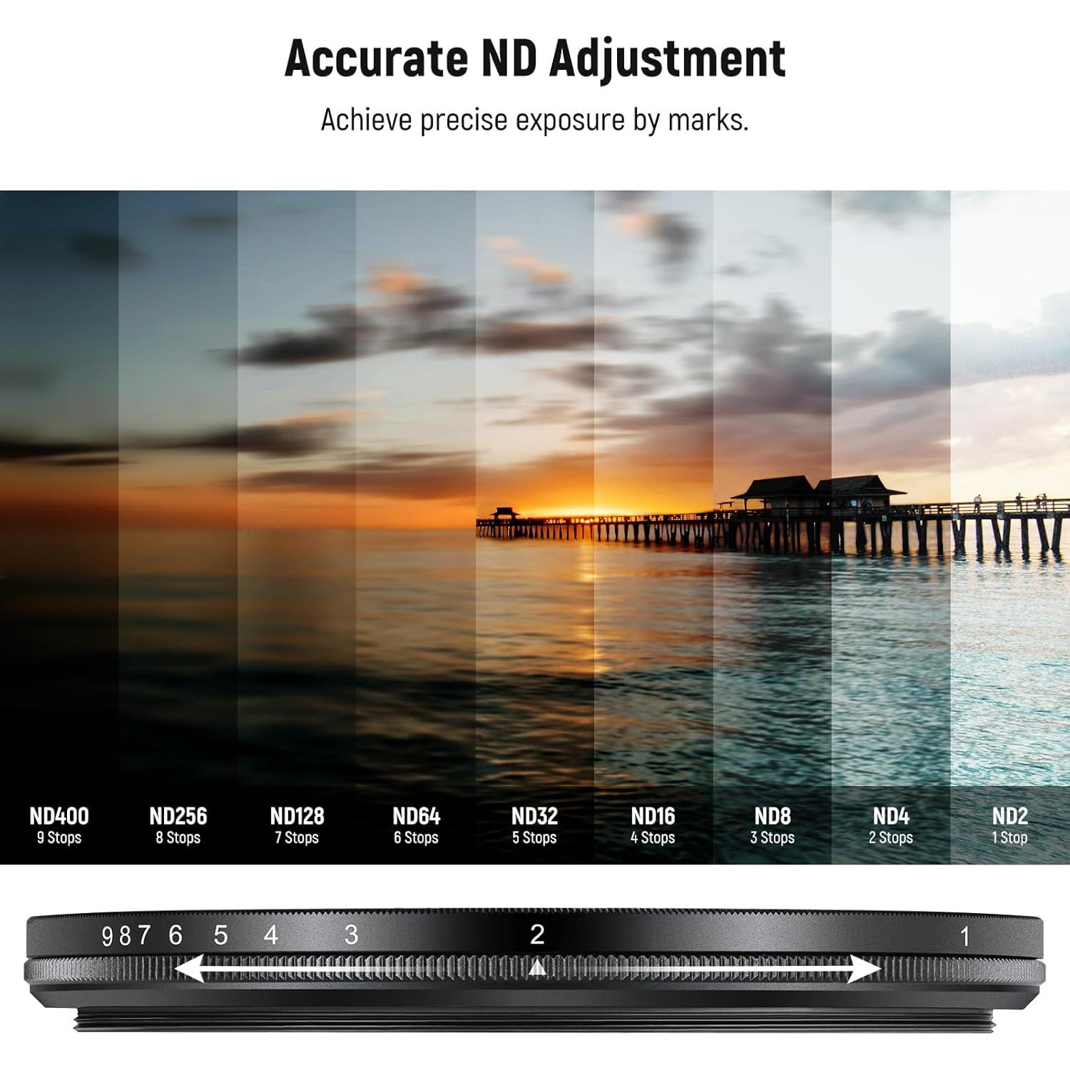 Filtro ND Variable 58mm NEEWER + Filtro Difusión Negra 1/4