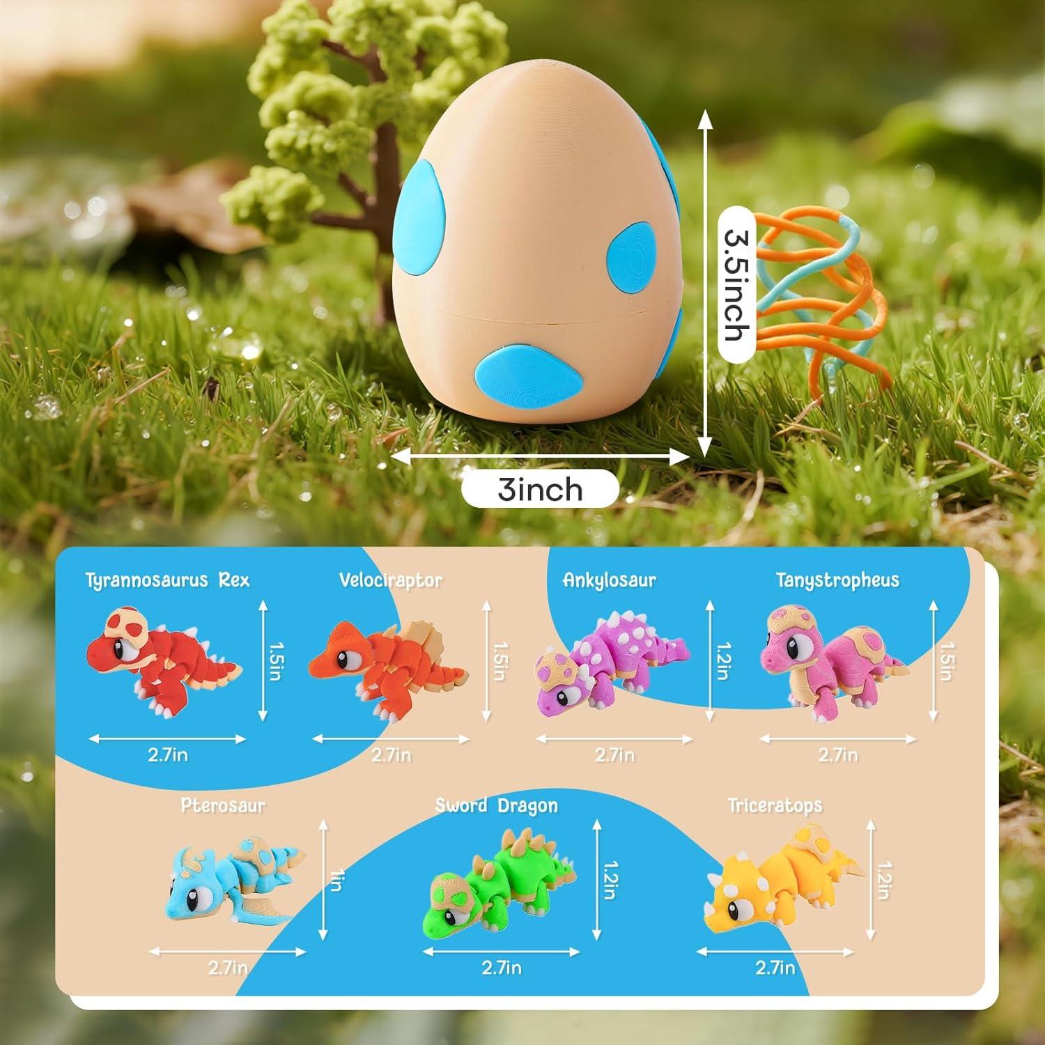 Juego de 7 Huevos de Dinosaurio 3D FYEFKJSA - Juguetes Antiestrés