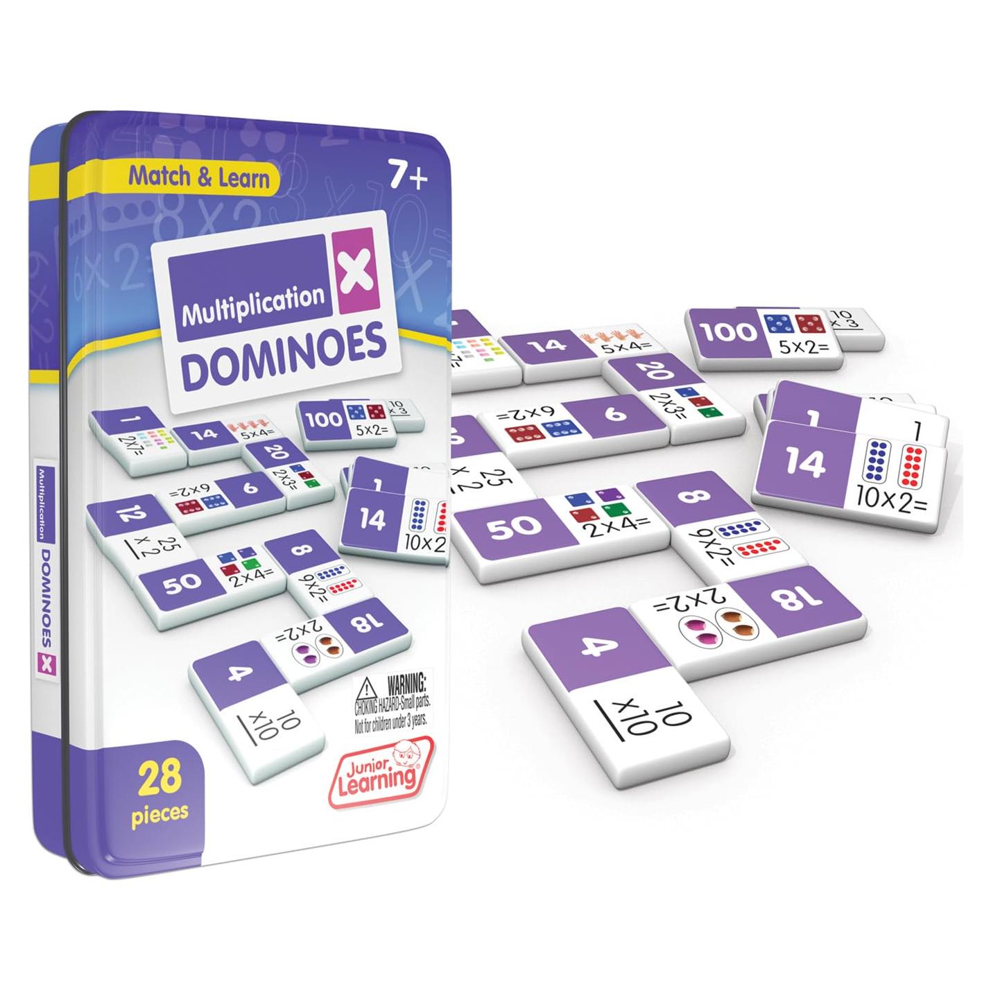 Juego de Dominó de Multiplicación Junior Learning, 28 Piezas, 7-9 Años