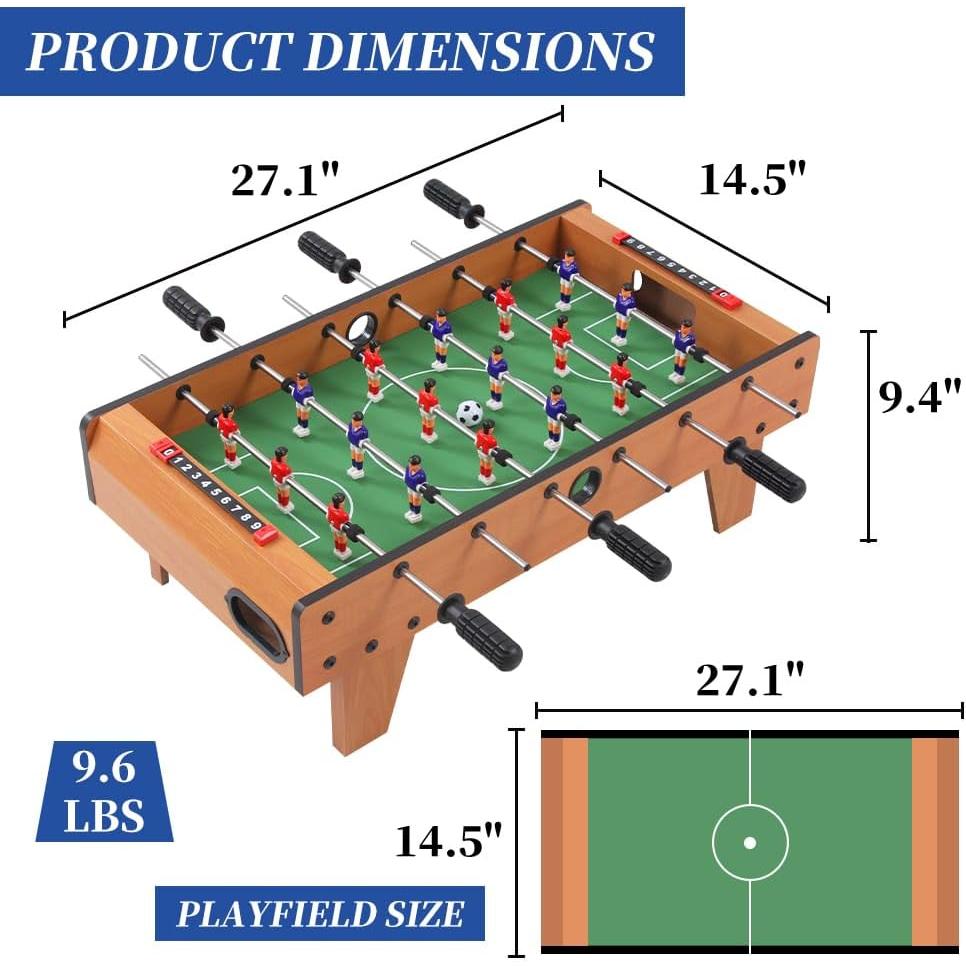 Mesa de Futbolín TALLO 27" Madera para Niños y Adultos