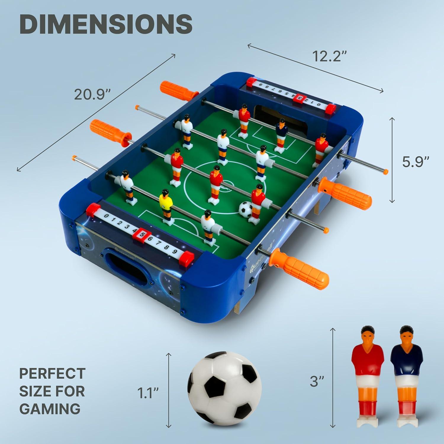 Mesa de Futbolín Mini Queensell 53x31 cm para Niños y Adultos