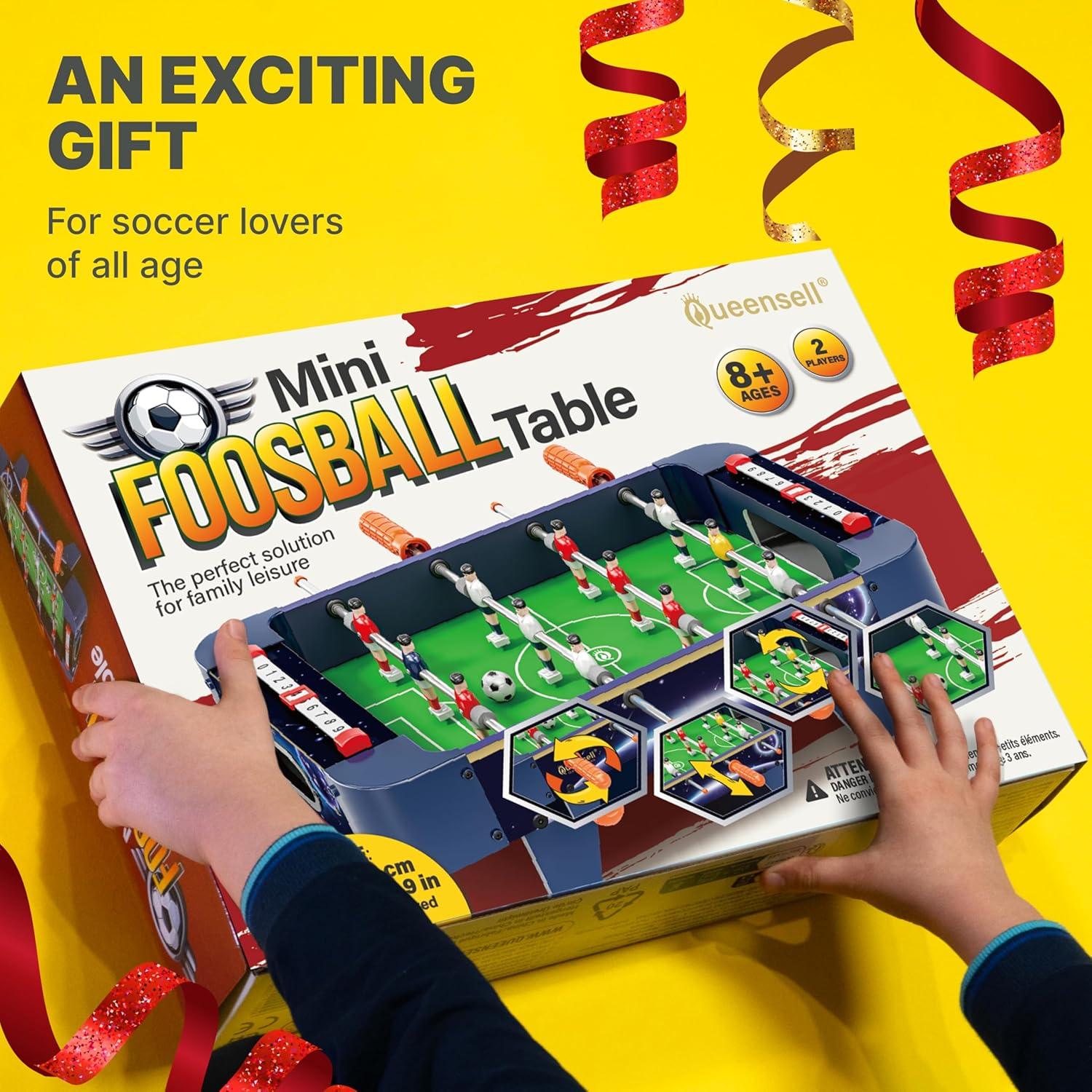 Mesa de Futbolín Mini Queensell 53x31 cm para Niños y Adultos